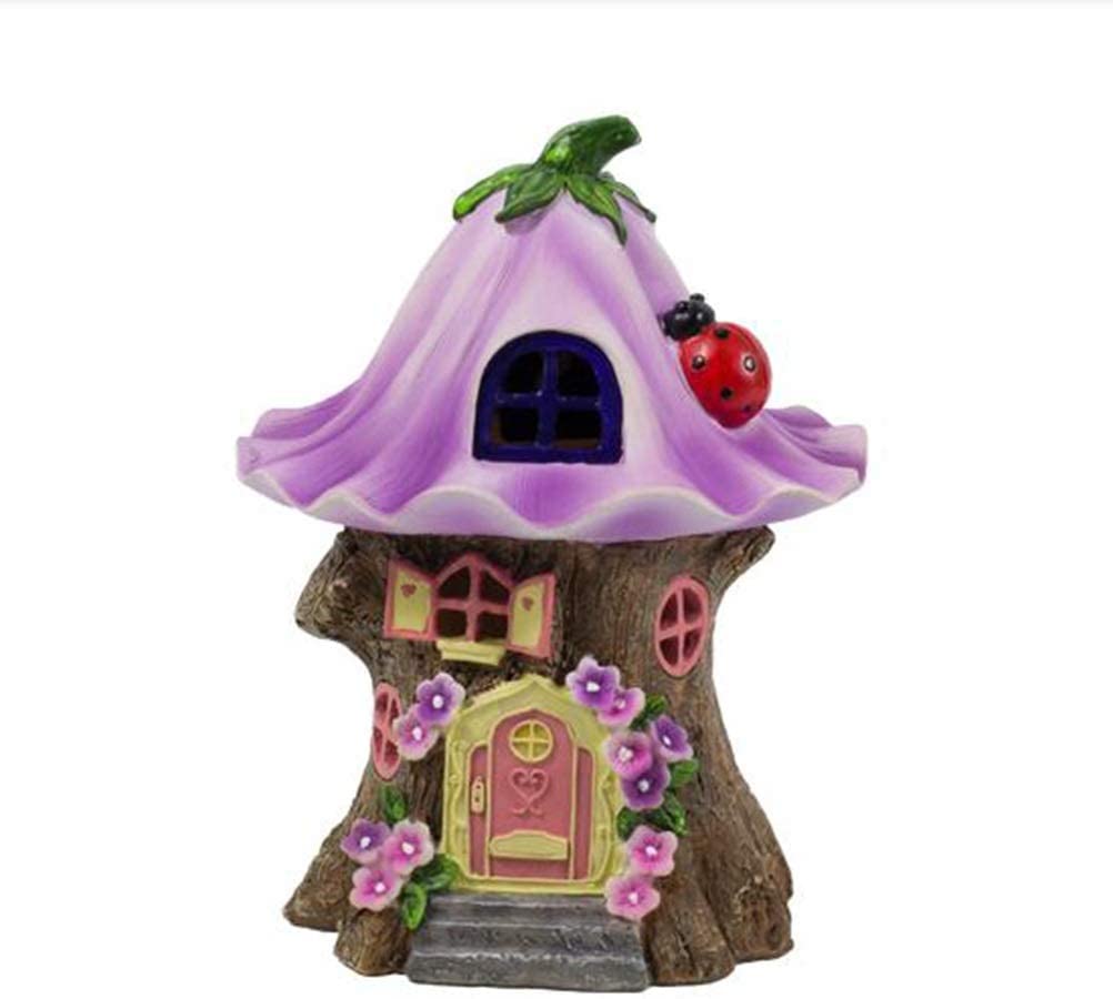 DTYHSM 7.9 Inch Solar Powered Mini Mushroom Fairy Garden House Statue - Durable Resin Outdoor Decor with LED Light for Patio, Yard & Landscape Decoration