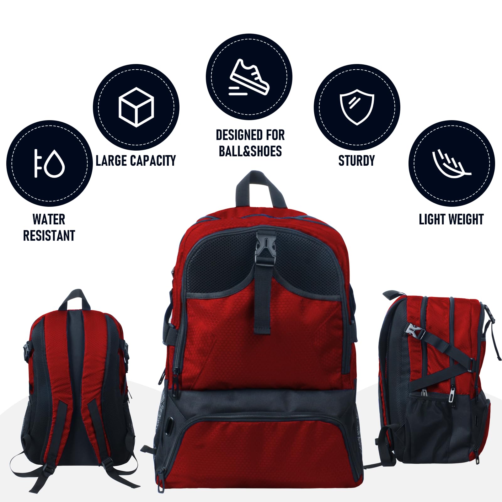Waterproof Basketball Backpack with Large Shoe & Ball Compartment - 30L Sports Equipment Bag for Men & Women - Perfect for Gym, Soccer, Volleyball, Outdoor & Travel Activities