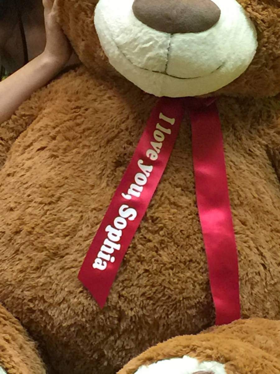 Custom Personalized 5 Foot Giant Teddy Bear with Name Engraving - Large Smiling Stuffed Animal with Ribbon Bow & Bigfoot Paws in Cookie Dough Brown - Perfect for Birthdays, Anniversaries, and Valentine's Day Gifts