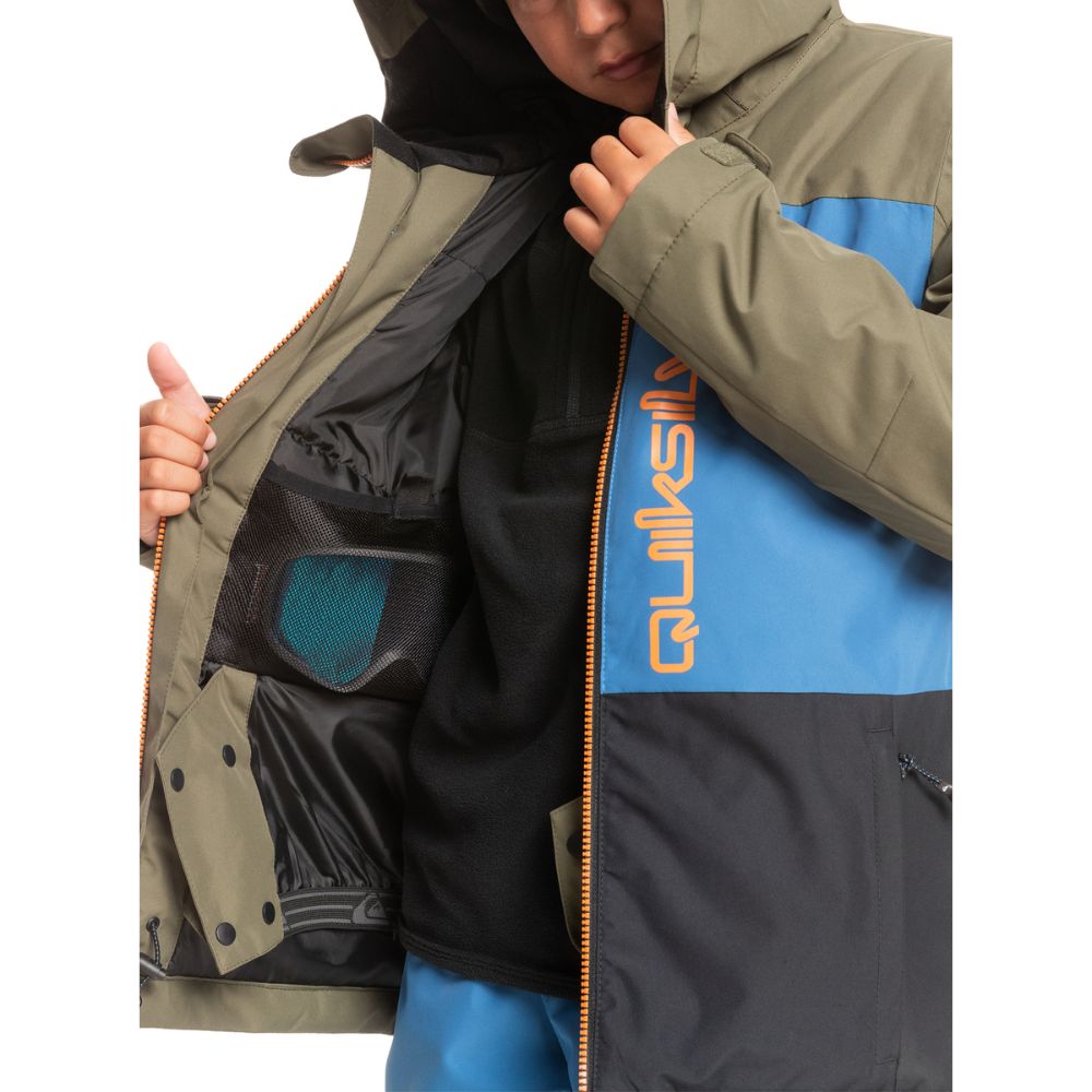Quiksilver Side Hit Youth Boys Ski Jacket - Waterproof Winter Snow Jacket for Kids & Teens - Grape Leaf Color - Perfect for Skiing, Snowboarding & Outdoor Winter Activities