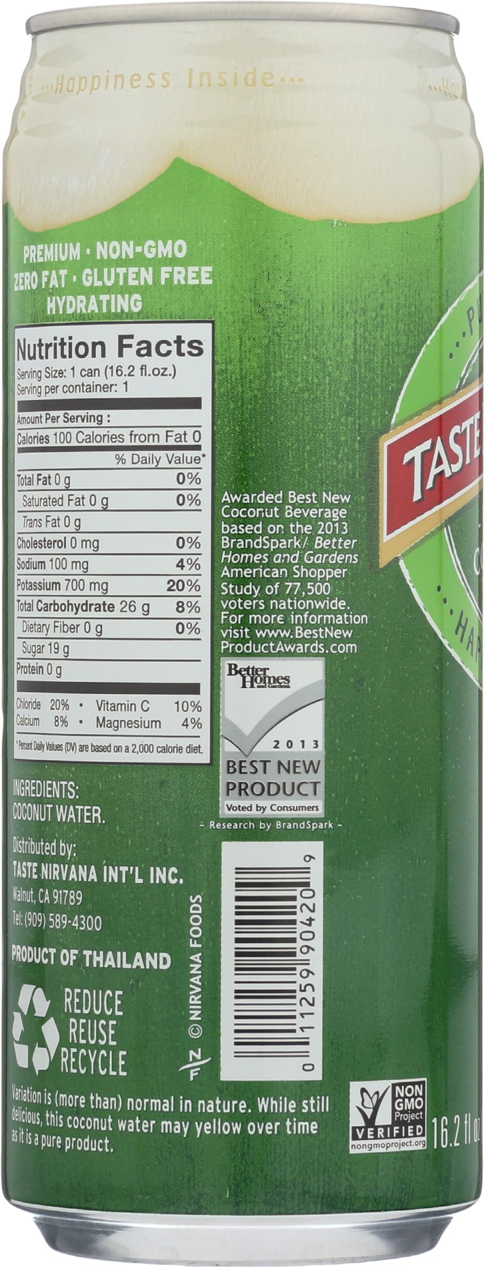 Taste Nirvana & Coco Real Premium Coconut Water - 16.2 Ounce Can | Natural Hydration for Fitness & Wellness