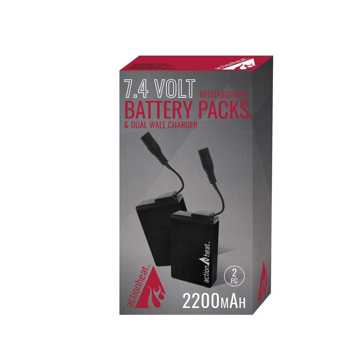 ActionHeat 7V 2200mAh Rechargeable Battery & Fast Charger Kit for Electric Blankets, Heating Pads - Stay Warm in Winter, Camping, and Outdoor Activities