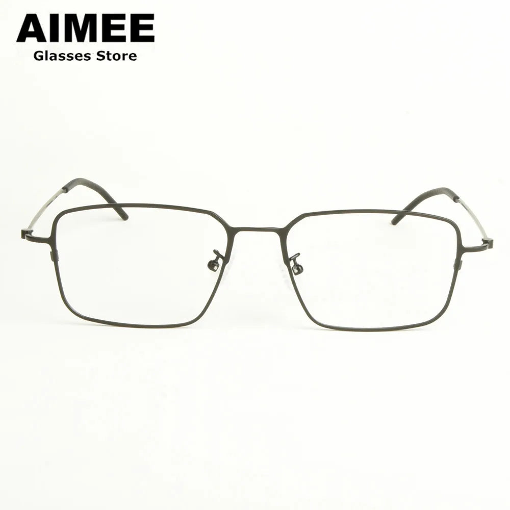 Aimee Unisex Full Rim Square Titanium Eyeglasses Frame 15502 - Lightweight Durable Glasses for Men & Women - Perfect for Reading, Work, and Daily Wear