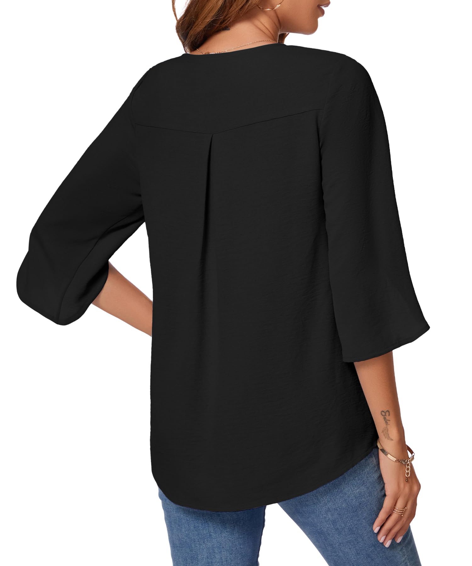 KUOTAI Women's Summer Tops - Elegant 3/4 Sleeve Blouse for Work & Business Casual | Breathable Office Shirt for Women | Perfect for Professional Meetings, Office Wear & Smart Casual Outfits