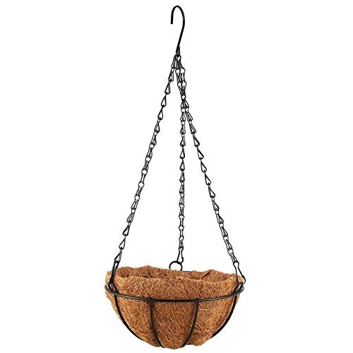 ANTY 5X Black Hanging Basket Planters with Chains - Indoor/Outdoor Flower Pots for Home Gardening, Balcony Decor & Patio Plants