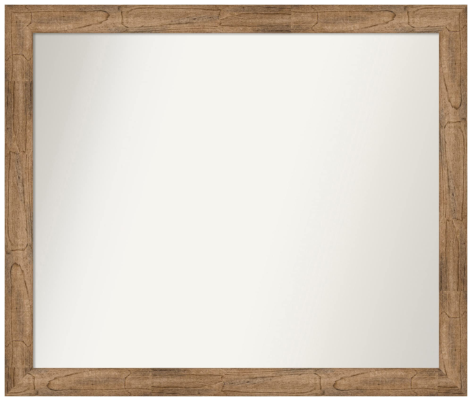 Amanti Art Non-Beveled Custom Wall Mirror 27.5x32.5 Inches - Owl Brown Narrow Frame - Bathroom & Living Room Decor - Custom Size Options Available - Elegant Home Accent Mirror