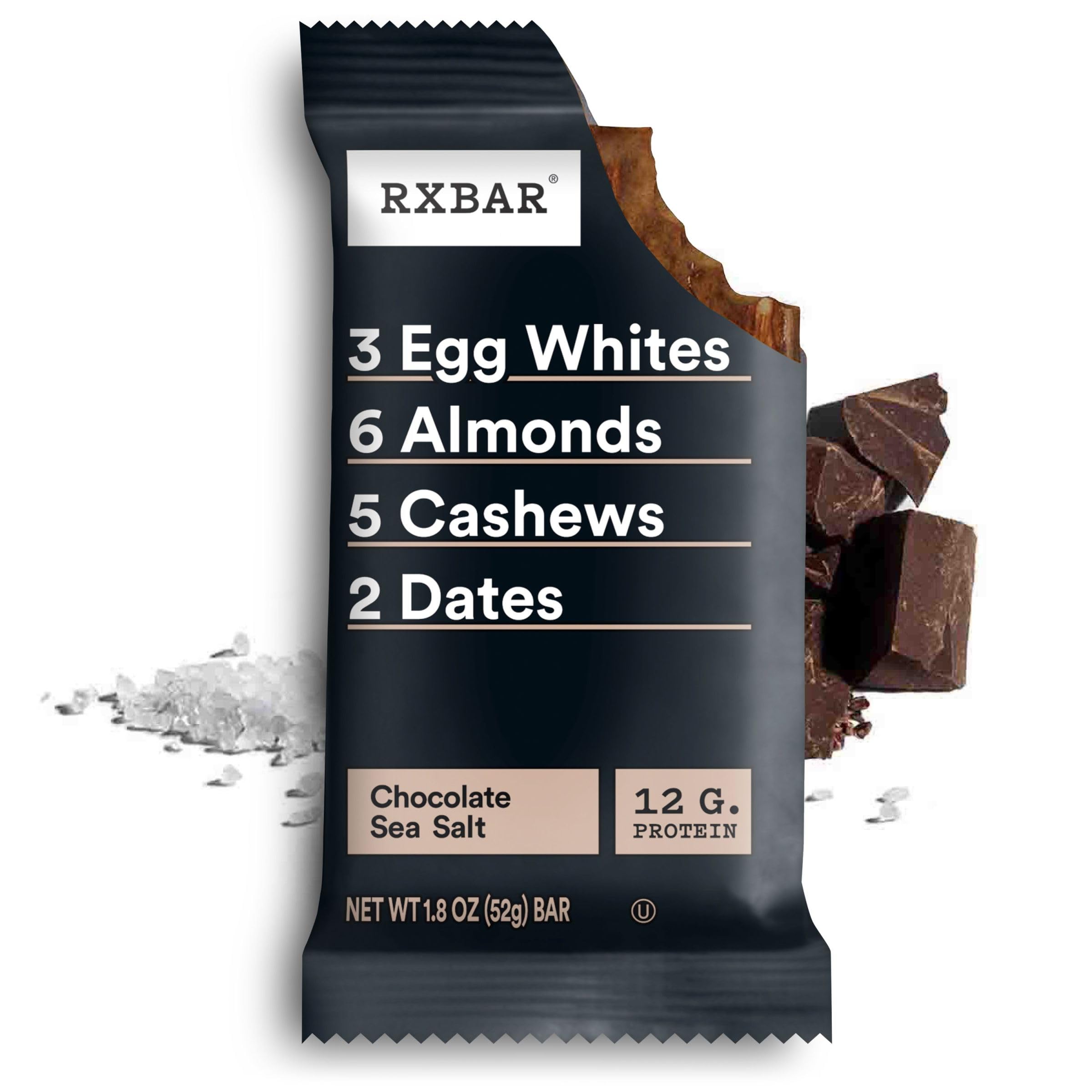 RXBAR Protein Bars - Chocolate Sea Salt Flavor, 9.1oz (5 Bars) | High Protein Snack for Workout Recovery, Healthy On-the-Go Breakfast & Post-Gym Energy Boost