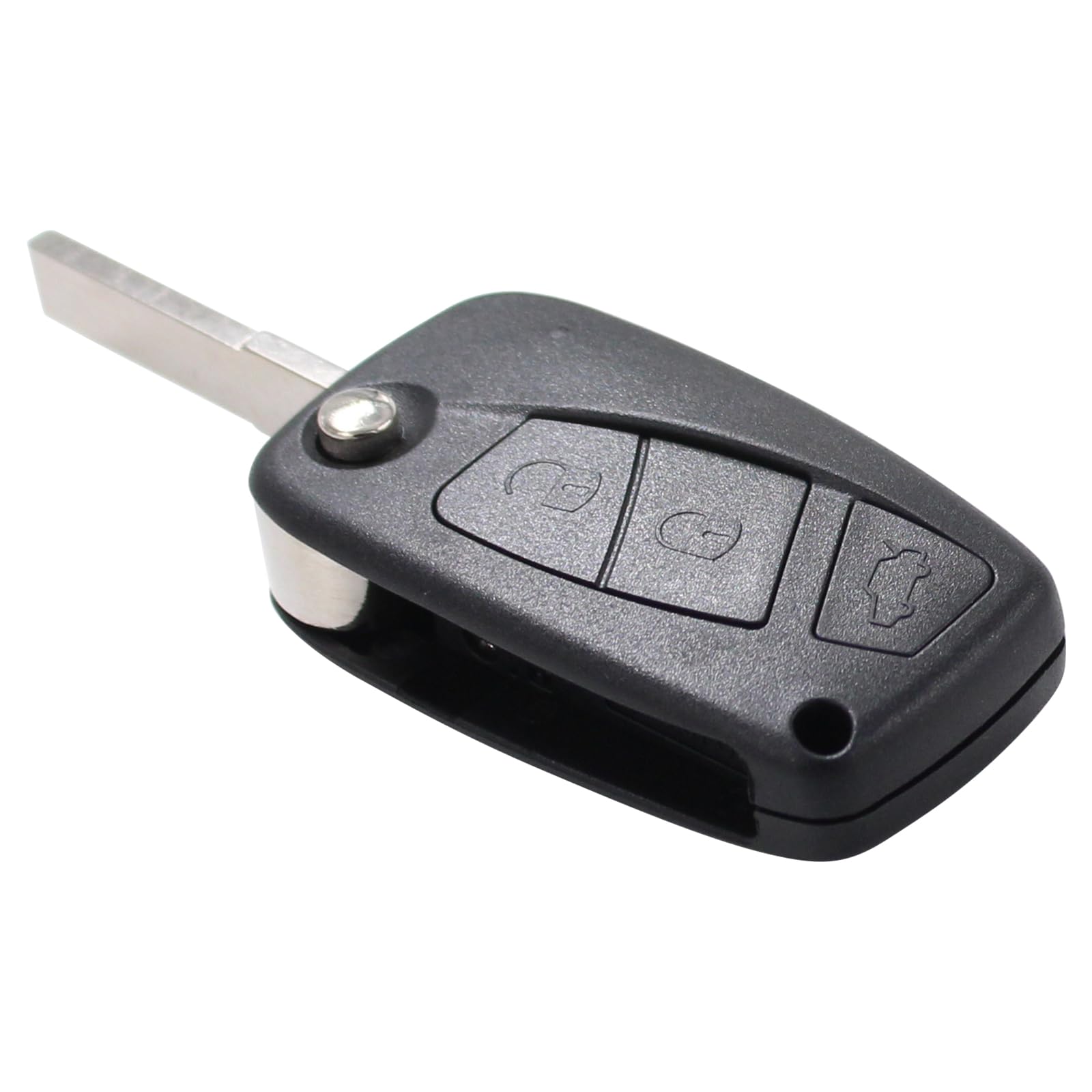 433MHz Remote Car Key Fob with 3 Buttons & Transponder for Fiat Grande Punto, Panda, Ducato, Ulysse, Bravo, Stilo - Replacement Key Shell with Battery & Electronic Card (Perfect for Key Replacement & Vehicle Security)