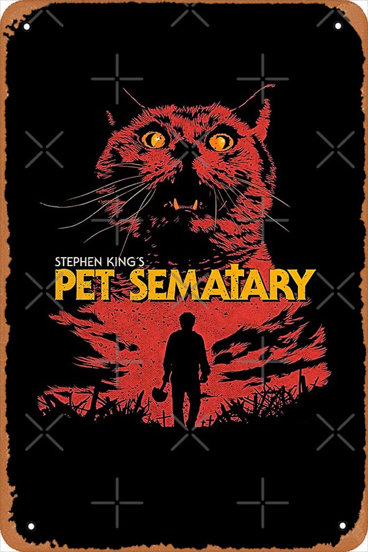 Vintage Yzixulet Pet Sematary Horror Movie Poster - 8x12 Inch Metal Tin Sign for Man Cave, Home Theater & Bar Decor - Scary Film Wall Art Gift for Horror Fans
