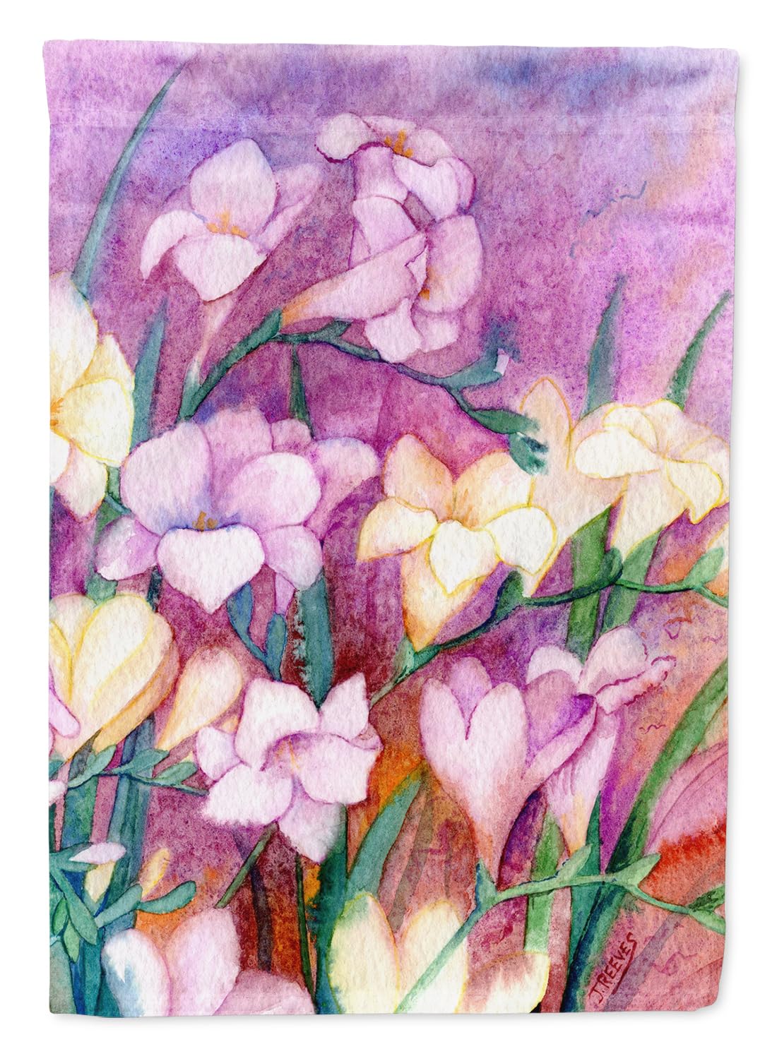 Caroline's Treasures IBD0249GF Freesias Garden Flag - Colorful Outdoor Decorative Yard Banner for Mailbox, Patio, Flower Beds & Lawn Decor | Perfect for Spring & Summer Garden Decorations