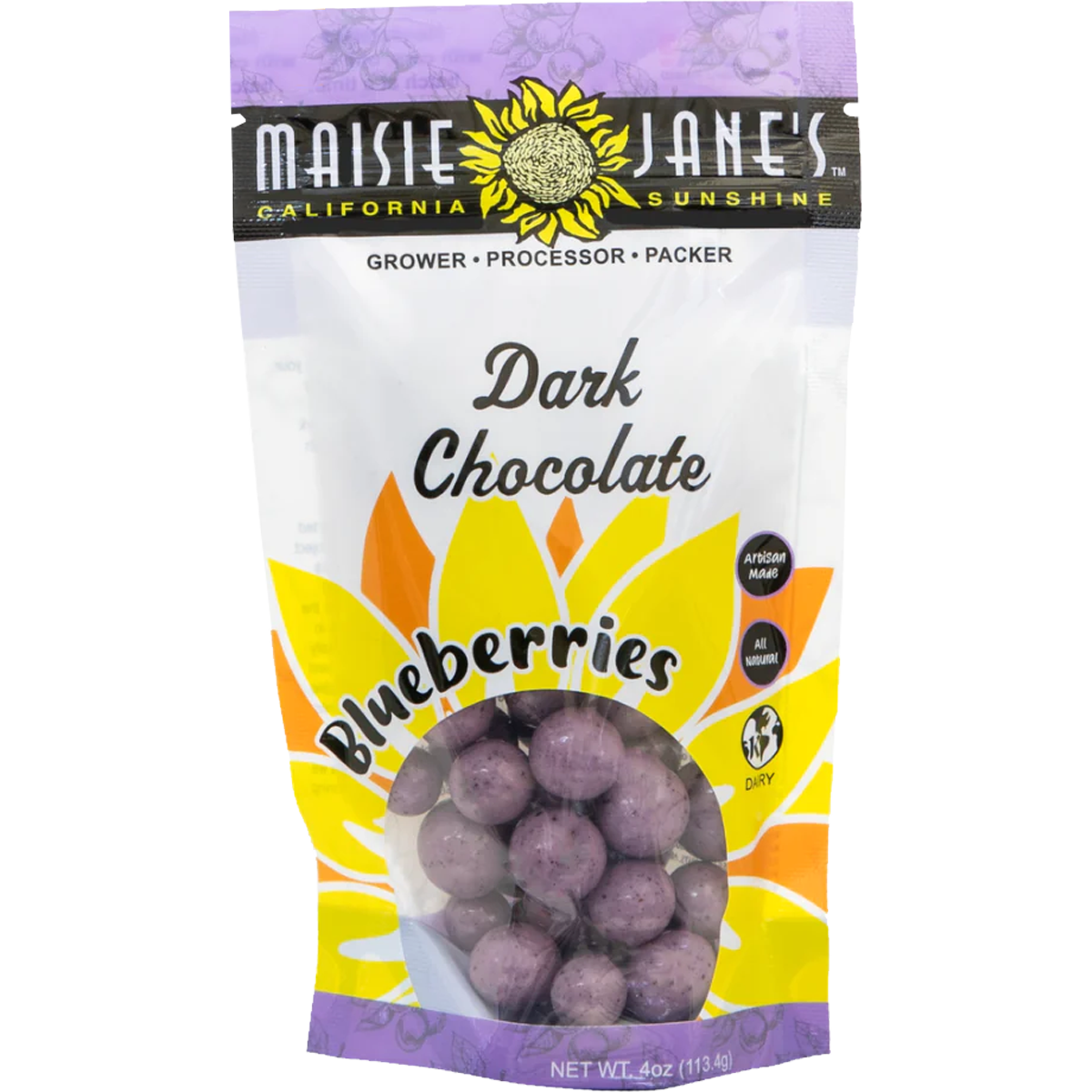 Organic Dark Chocolate Covered Blueberries 4 oz - Antioxidant-Rich Snack for Dessert, Gifts & Healthy Eating