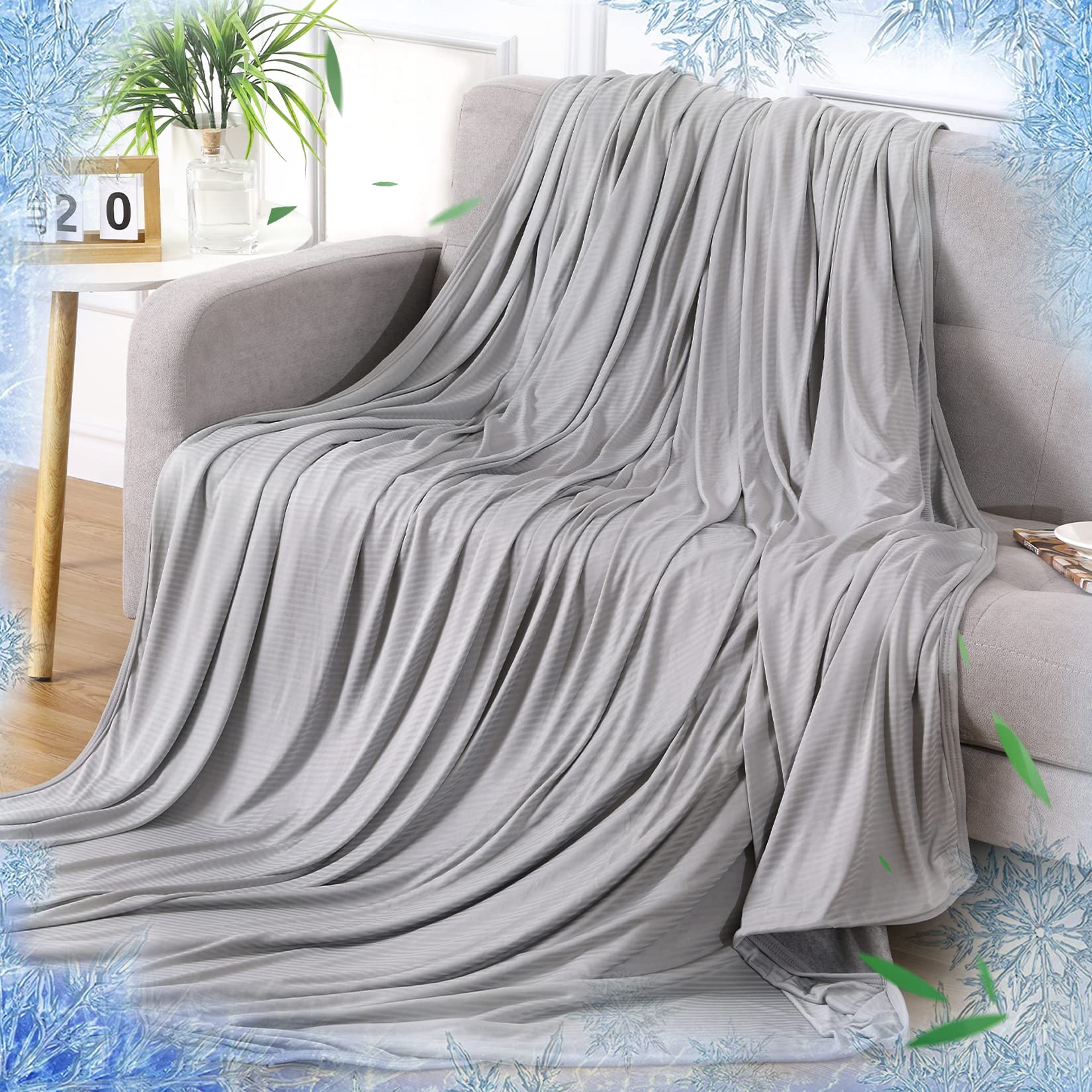 Q-Max 0.41 Cooling Blanket for Hot Sleepers - Dual-Sided Cold & Warm Fabric, Extra Large 80x90 Inches, Lightweight Summer Bed Blanket - Perfect for Night Sweats, Hot Flashes & Temperature Regulation