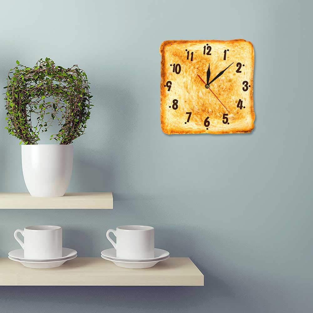 Realistic Toasted Bread Wall Clock - Silent Non-Ticking Quartz Kitchen Watch for Home & Bakery Decor | Perfect for Dining Room, Cafe, and Retro Kitchen Wall Art