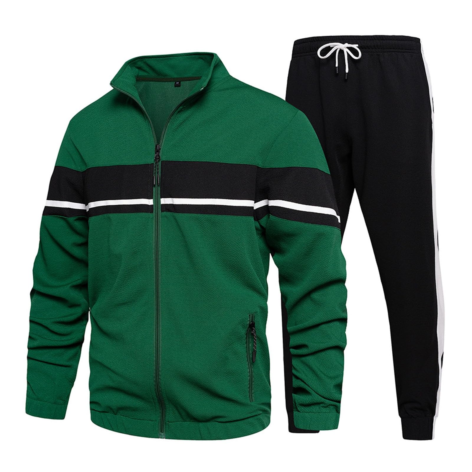 **Blandoom Fossean Men's Tracksuit Set - Zip-Up Hoodie & Athletic Pants, Lightweight Sports Wear for Running, Gym & Casual Outfits**