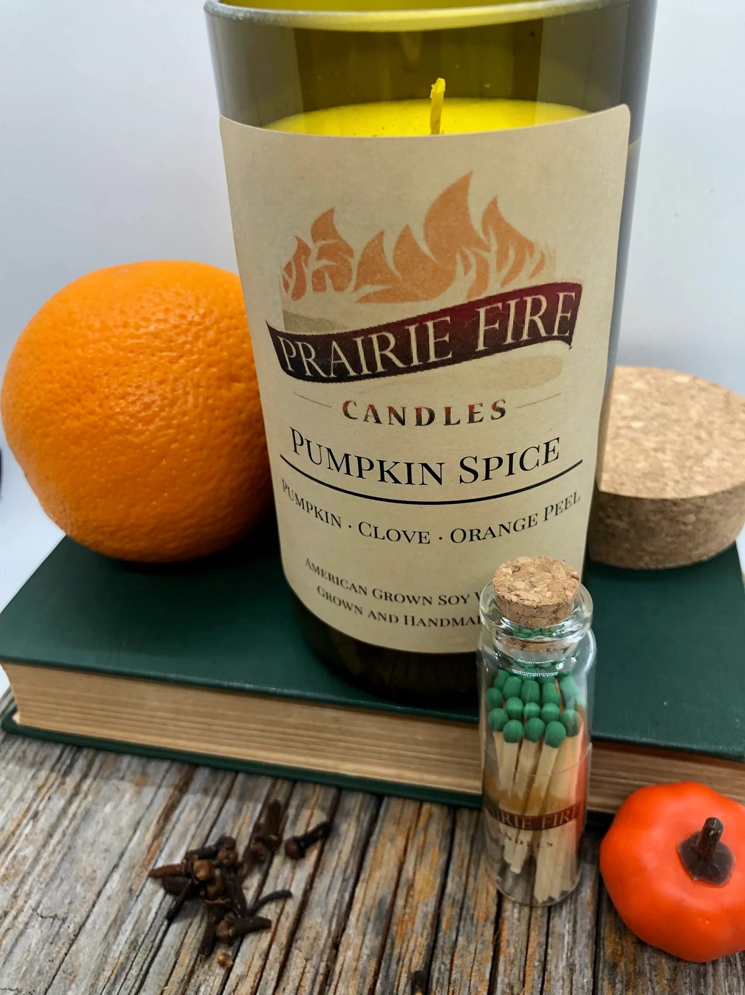Pumpkin Spice Soy Wax Candle in Repurposed Wine Bottle - Handmade in USA, Eco-Friendly, Non-Toxic with Natural Cork | Perfect for Fall Decor, Cozy Home Ambiance & Sustainable Gifting
