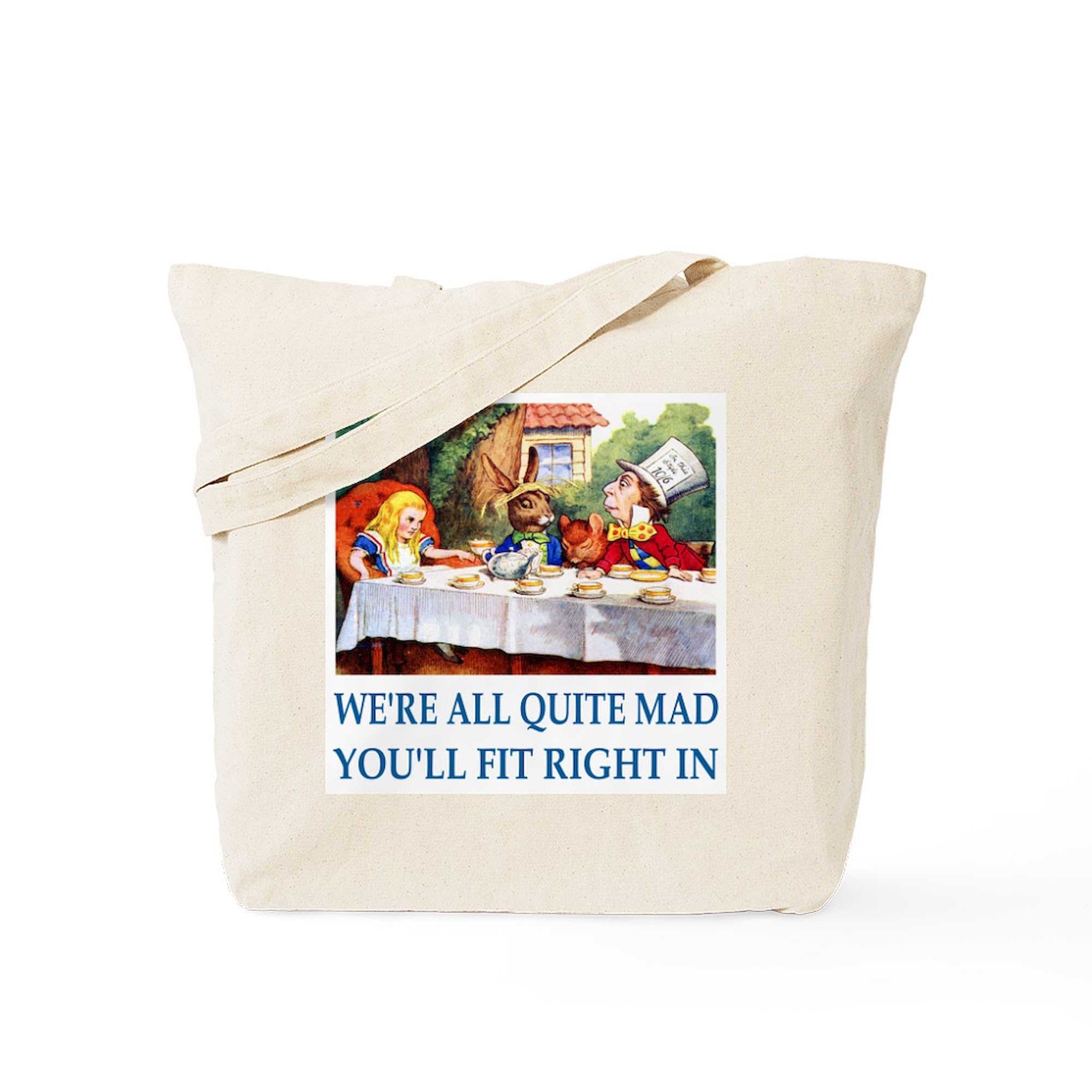 WE're ALL QUITE MAD Natural Canvas Tote Bag - Reusable Eco-Friendly Shopping Bag for Groceries, Beach & Daily Use | CafePress