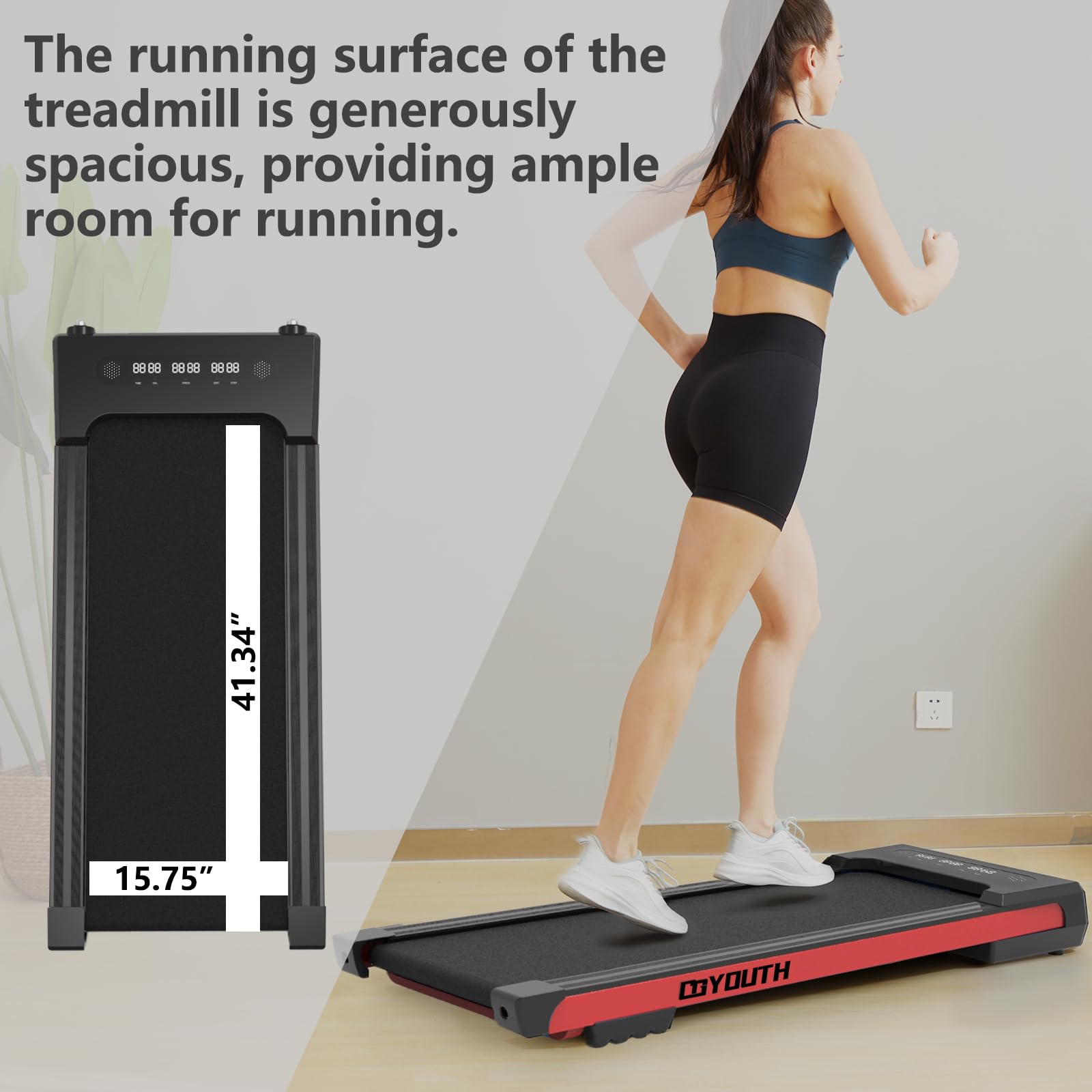 GOYOUTH 2 in 1 Under Desk Electric Treadmill - Motorized Walking & Jogging Machine with Wireless Speaker, Remote Control & LED Display - Compact Home & Office Fitness Equipment for Workouts While Working or Watching TV