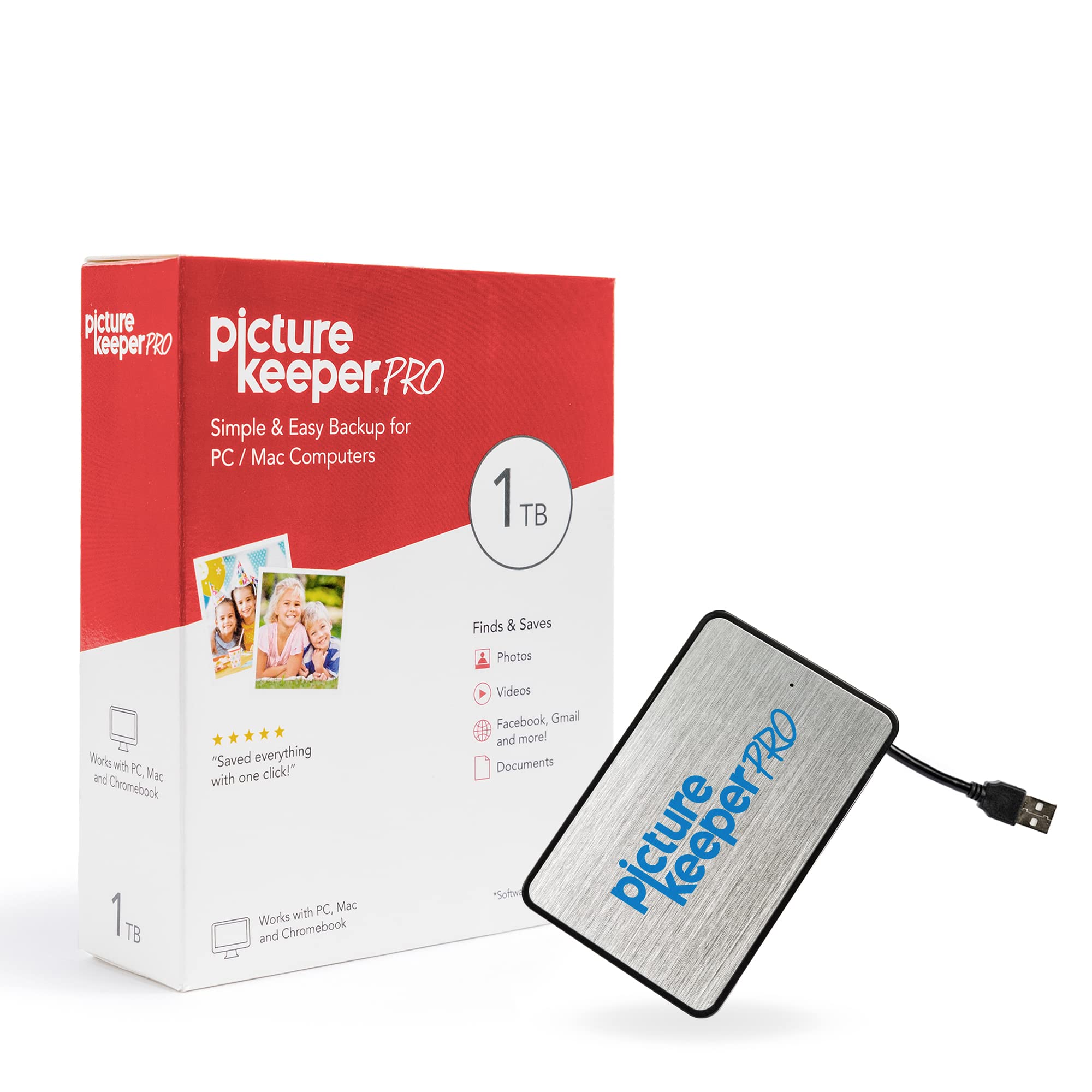 Picture Keeper PRO Connect 1TB External Hard Drive for Mac & PC - USB Flash Drive for Photo & Video Storage | Perfect for Backups, Travel & Digital Archiving