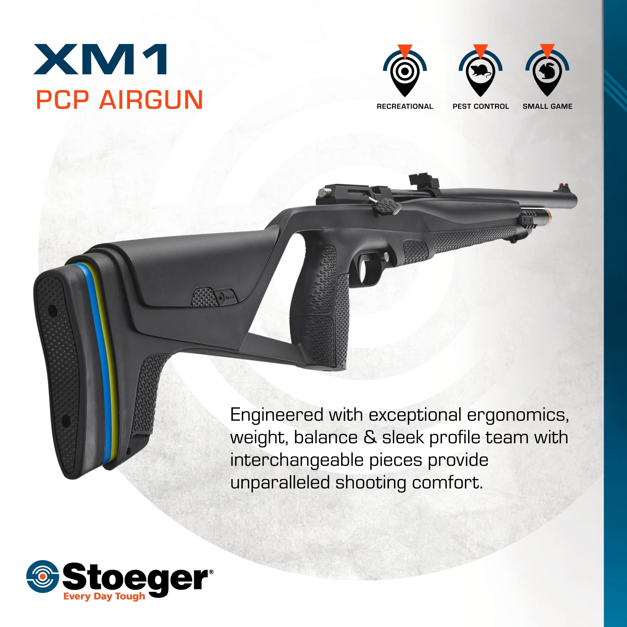 Stoeger XM1 PCP Air Rifle .177 Caliber with Black Synthetic Stock & Fiber Optic Sights - Perfect for Target Shooting, Pest Control, and Small Game Hunting