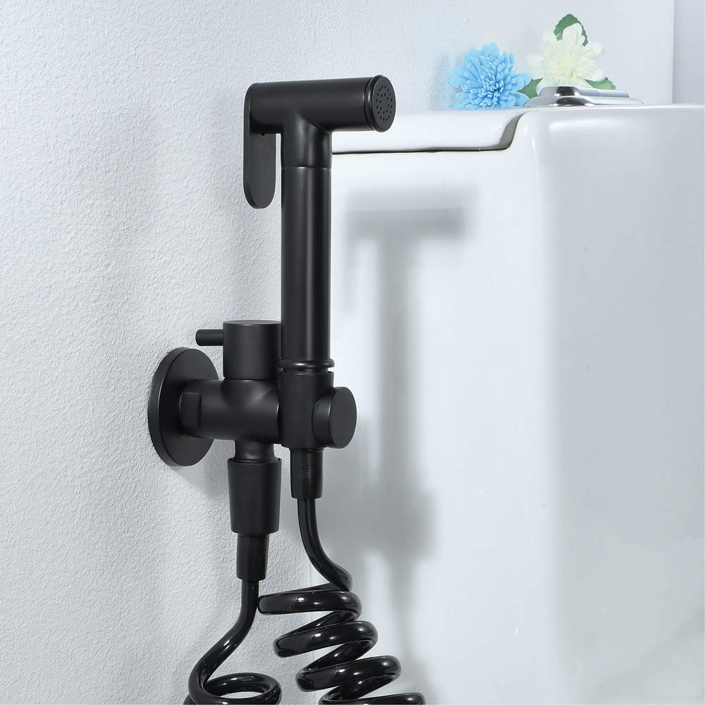 BlackSprayer Single Cold Water Brass Handheld Bathroom Shower Toilet Sprayer - Wall Mounted Bidet Sprayer with Spring Hose - Perfect for Feminine Hygiene, Baby Care & Watering Plants | Ideal for Bathroom, Nursery & Garden Use