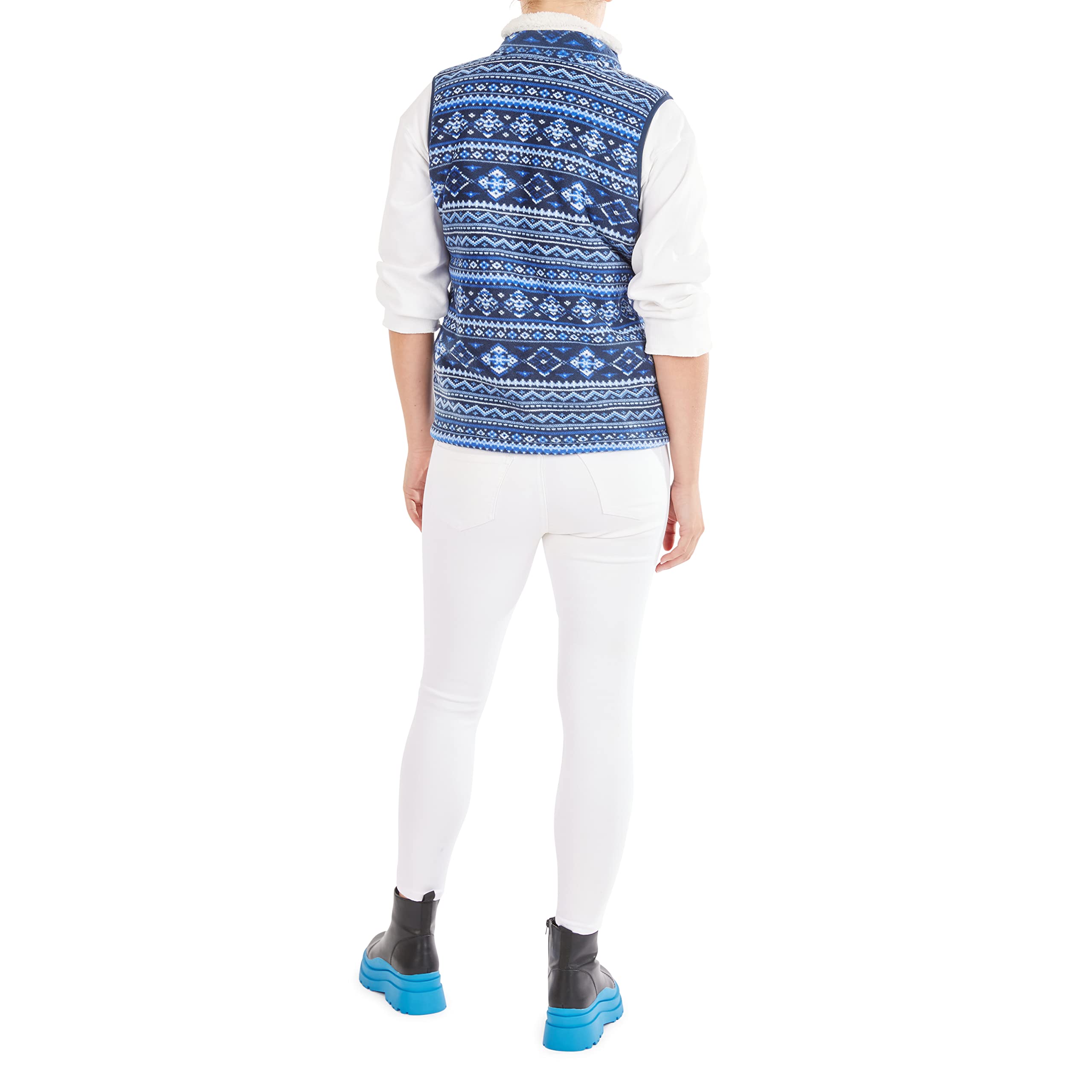 Smith's American Women's Butter-Sherpa Lined Printed Fleece Zip Front Vest - Cozy Winter Outerwear for Hiking, Camping & Casual Wear