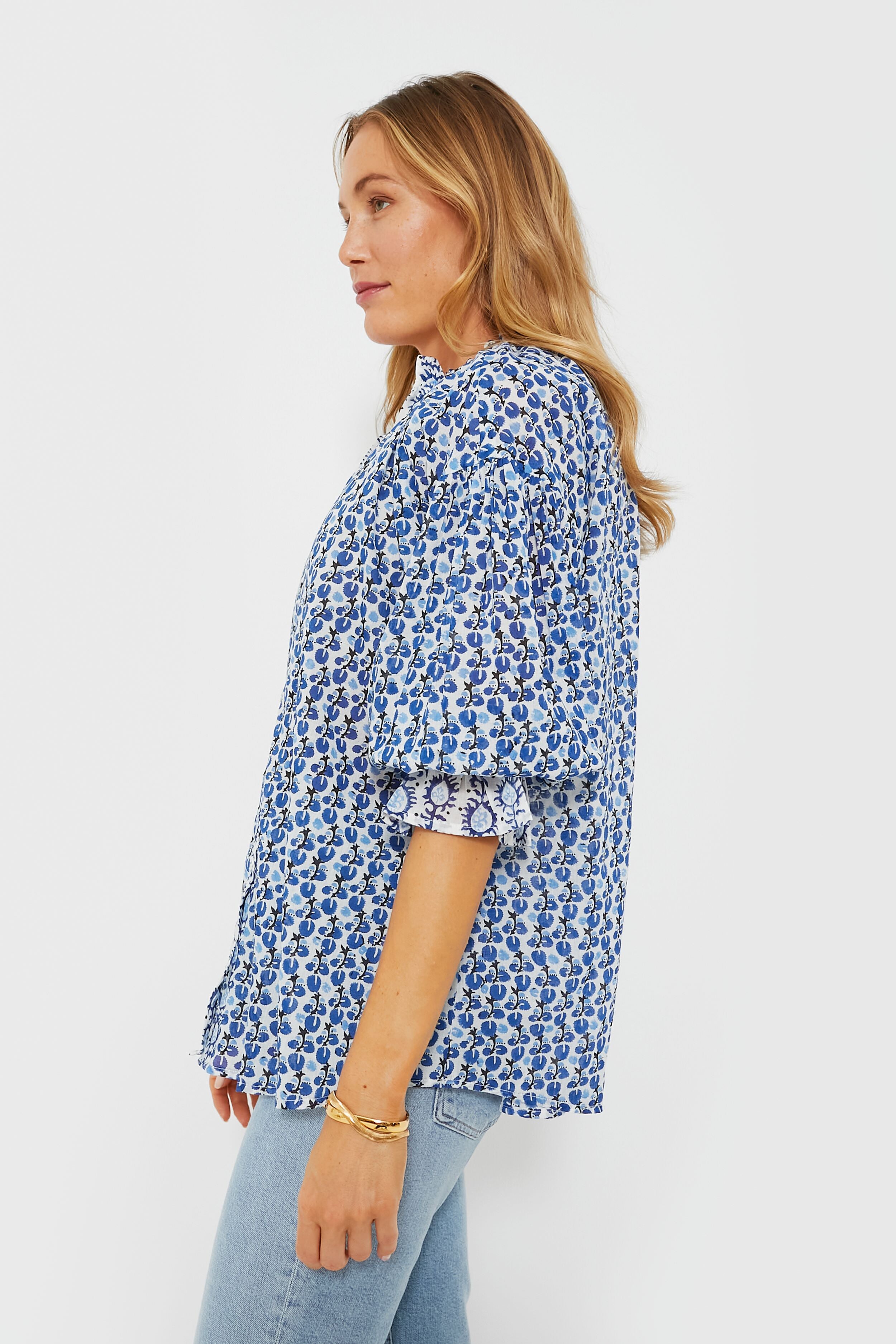 Blue Lavinia Rachel Shirt for Women - Stylish Casual Button Down Blouse for Everyday Wear | Perfect for Office, Dating & Weekend Outfits