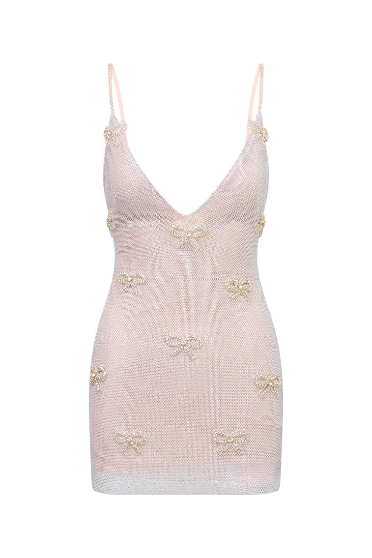 Whilden Metallic Bow Embellished Mini Dress - Elegant Party Cocktail Dress for Women, Perfect for Night Out, Date Night, and Special Occasions