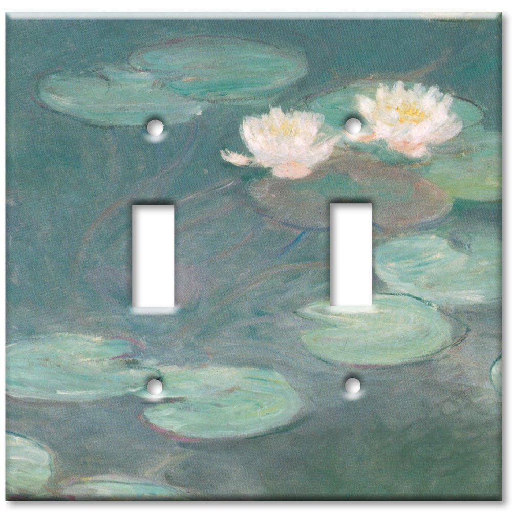 Monet Water Lilies Close-Up Art Switch Plate - Double Toggle Light Switch Cover - Perfect for Home Decor & Living Room Wall Art