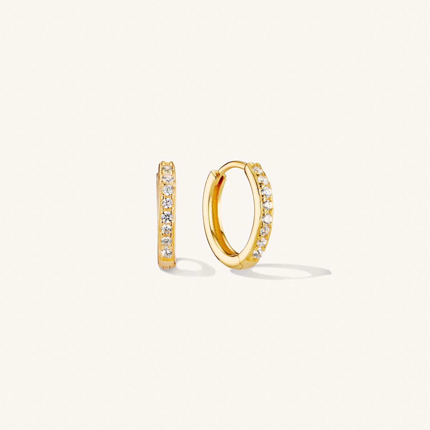 14K Gold Small Pave Hoop Earrings for Women - Minimalist Elegant Everyday Jewelry for Work, Party & Gift Giving
