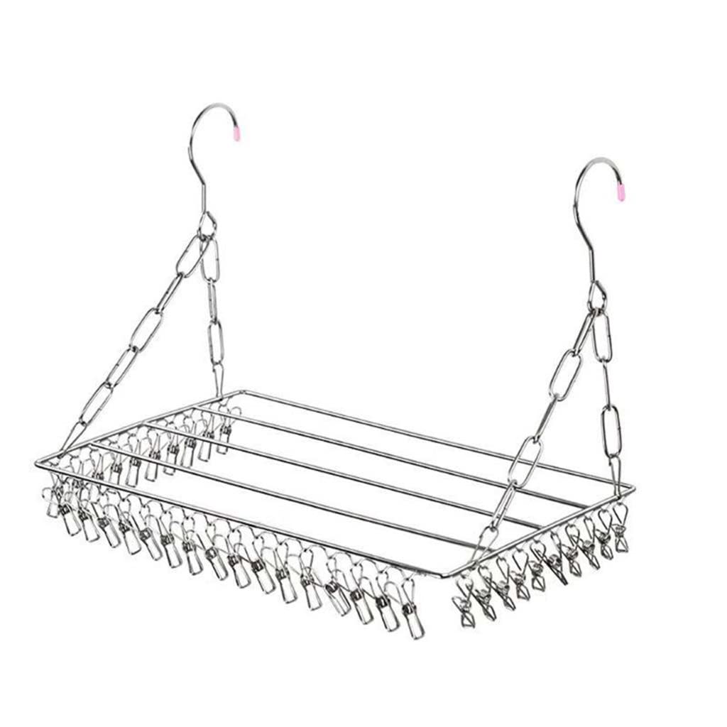 Stainless Steel Folding Shoe Drying Rack & Clothes Airer - 36/100 Hook Clips for Balcony, Laundry, Towel Storage | Space Saving Organizer for Small Apartments & Dorms