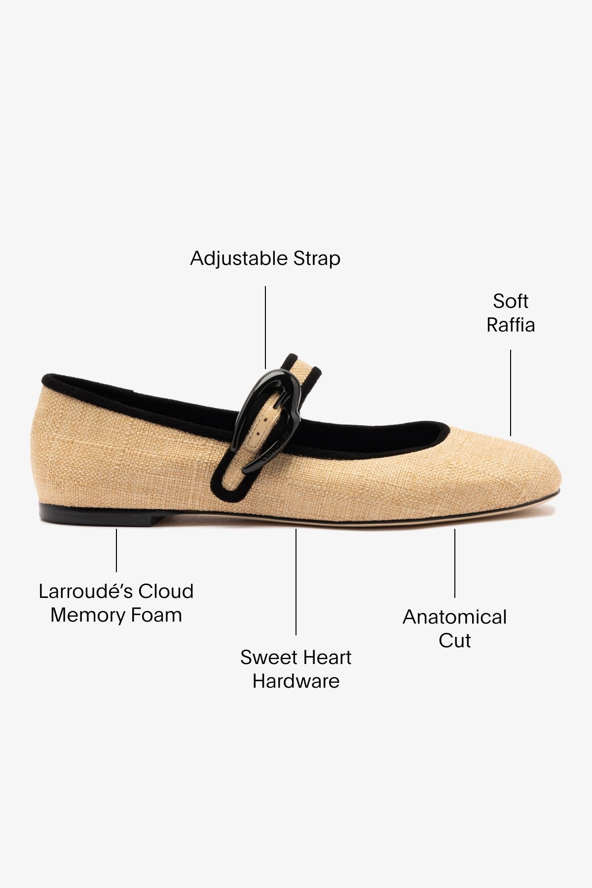 Verona Ballet Flat Shoes in Beige Raffia with Black Trimming - Comfortable Women's Loafers for Casual Wear & Office Outfits