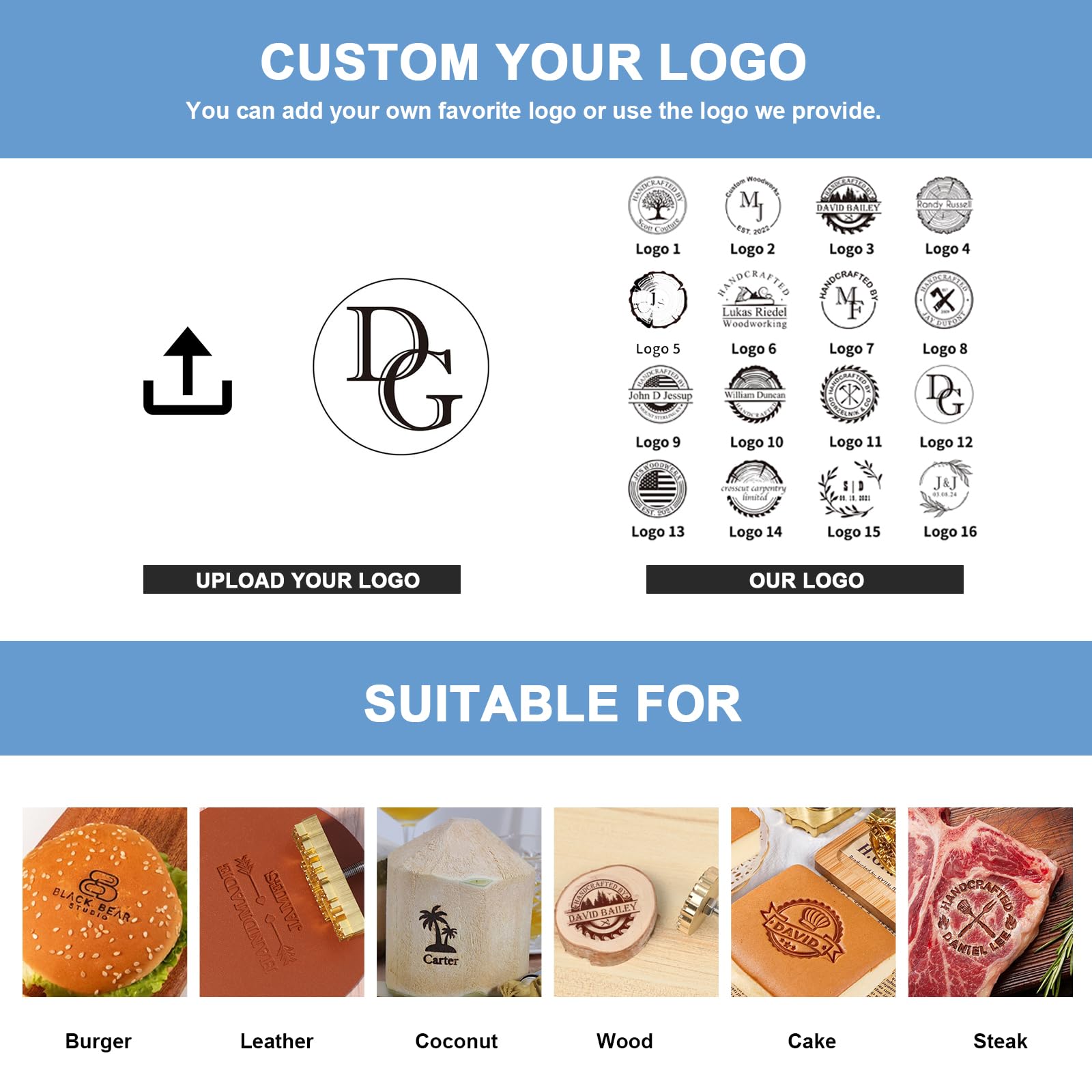 KAINSY 300W Custom Electric Wood Branding Iron - Personalized Logo Stamp for Wood, Leather & Food - Durable Wood Burning Tool with Handle - Perfect for Handcrafts, DIY Projects & Wedding Gifts (1.5 inch) - Great for Woodworking, Leather Crafting & Personalized Food Branding