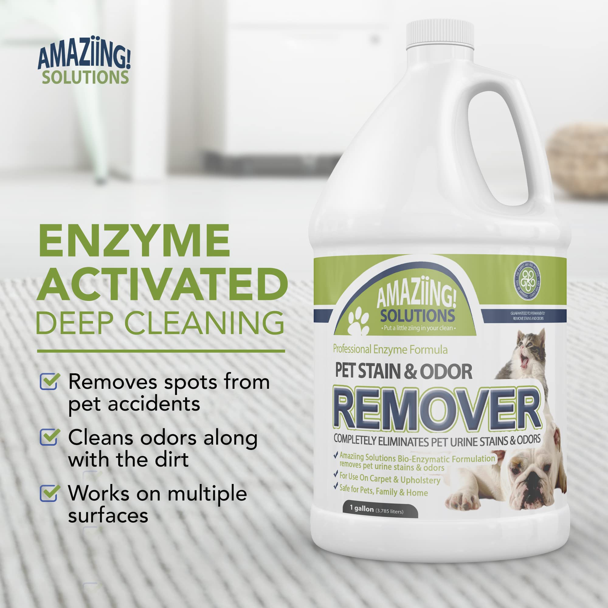 **Enzyme Pet Stain & Odor Remover - 1 Gallon Refill for Urine, Carpet & Fabric - Eliminates Pet Odors & Stains - Fresh Scent for Home, Floors & Furniture - Ideal for Dogs, Cats & Multi-Pet Households**