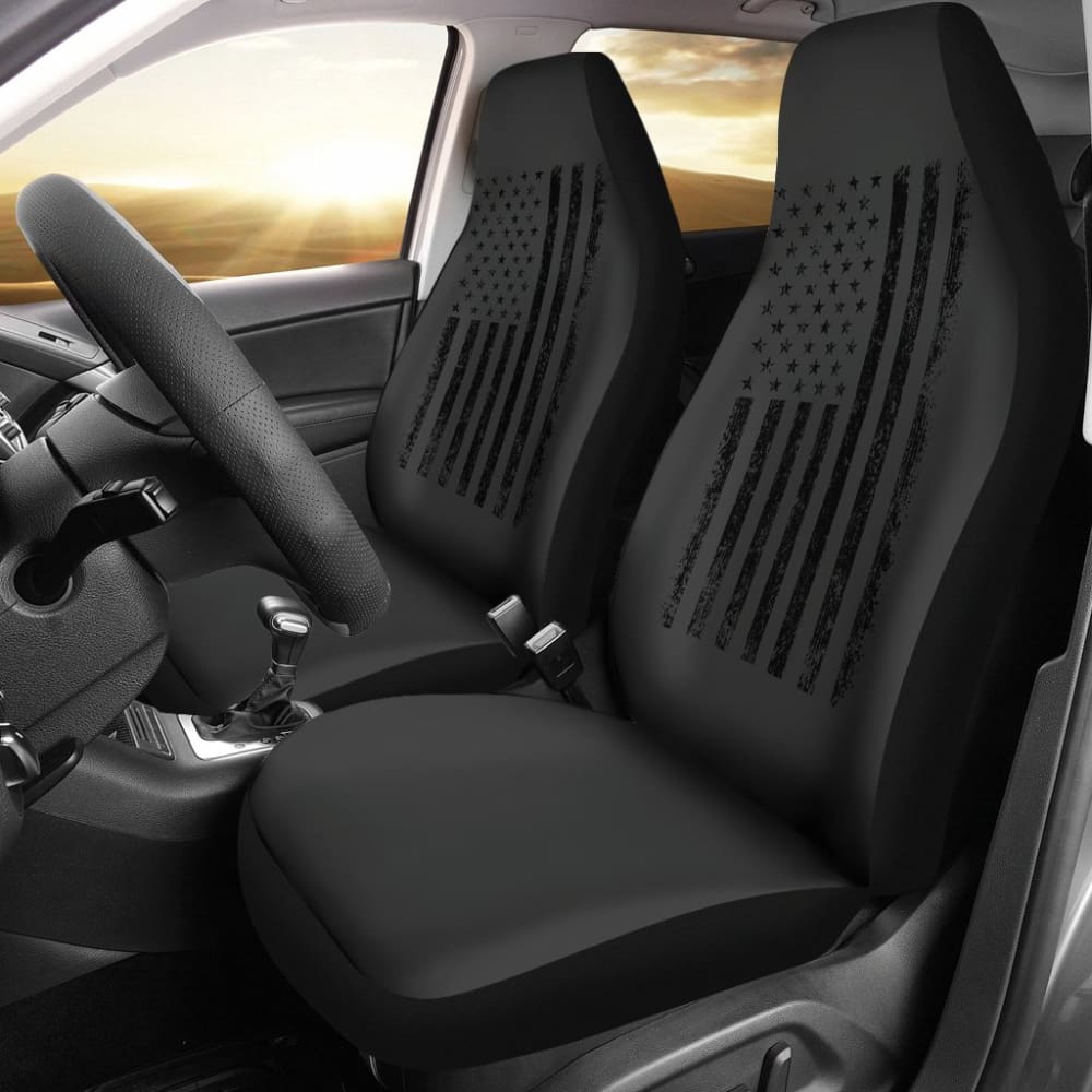 American Flag Patriotic Black Car Seat Covers - Durable USA-Themed Auto Accessories for Trucks, SUVs & Sedans - Perfect for 4th of July, Veterans Day & Patriotic Events
