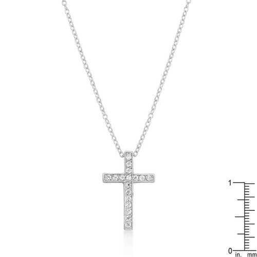 Stylish Cubic Zirconia Bling Cross Pendant Necklace for Women - Elegant Religious Jewelry Gift for Christmas, Baptism & Everyday Wear