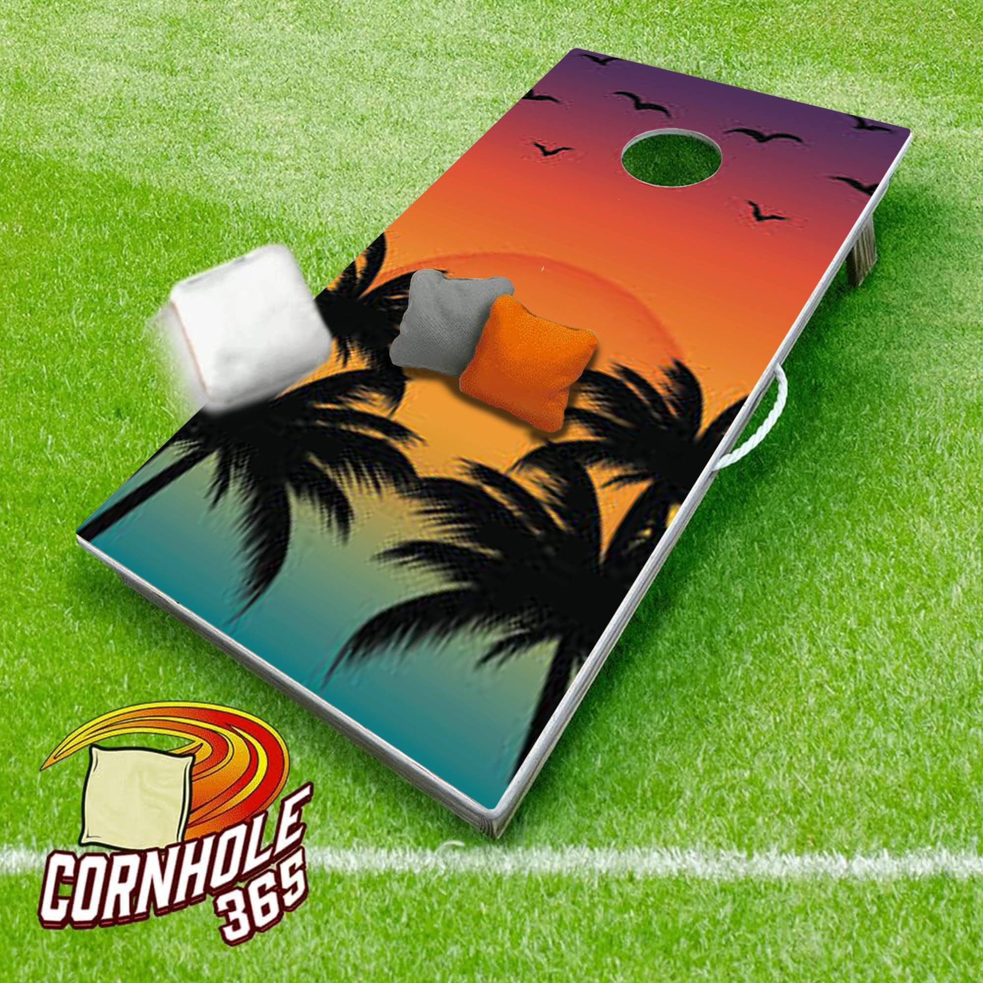 Cornhole365 Professional Regulation Size Cornhole Board Set - Heavy Duty Solid Wood with UV Direct Print (Set of 2) | Perfect for Backyard Parties, Tailgating, Outdoor Games & Tournaments