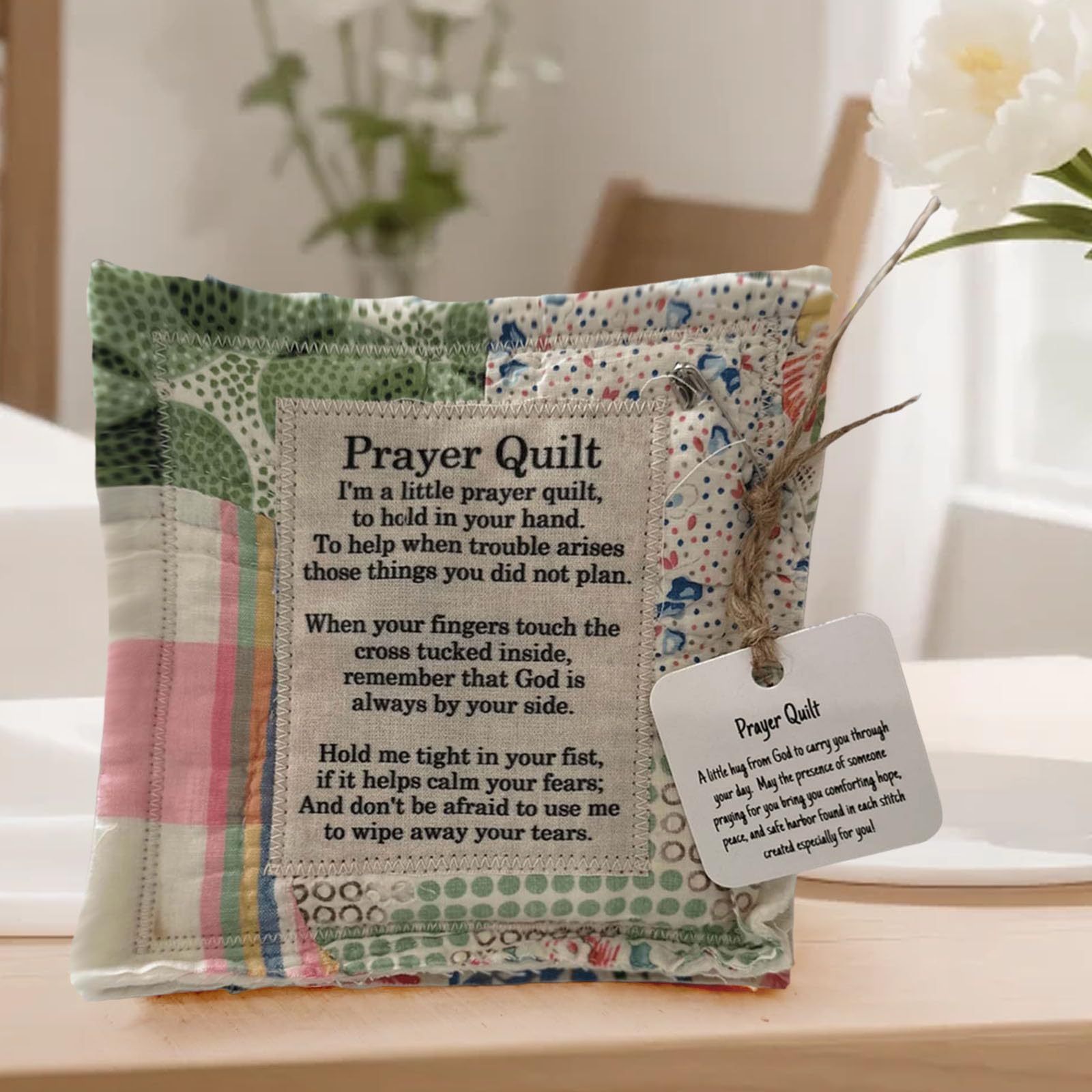 Handmade Cross Prayer Quilt - Colorful Pocket Prayer Blanket with Scripture - Christian Sympathy & Remembrance Gift for Comfort, Healing & Faith - Perfect for Church, Hospital Visits & Spiritual Encouragement