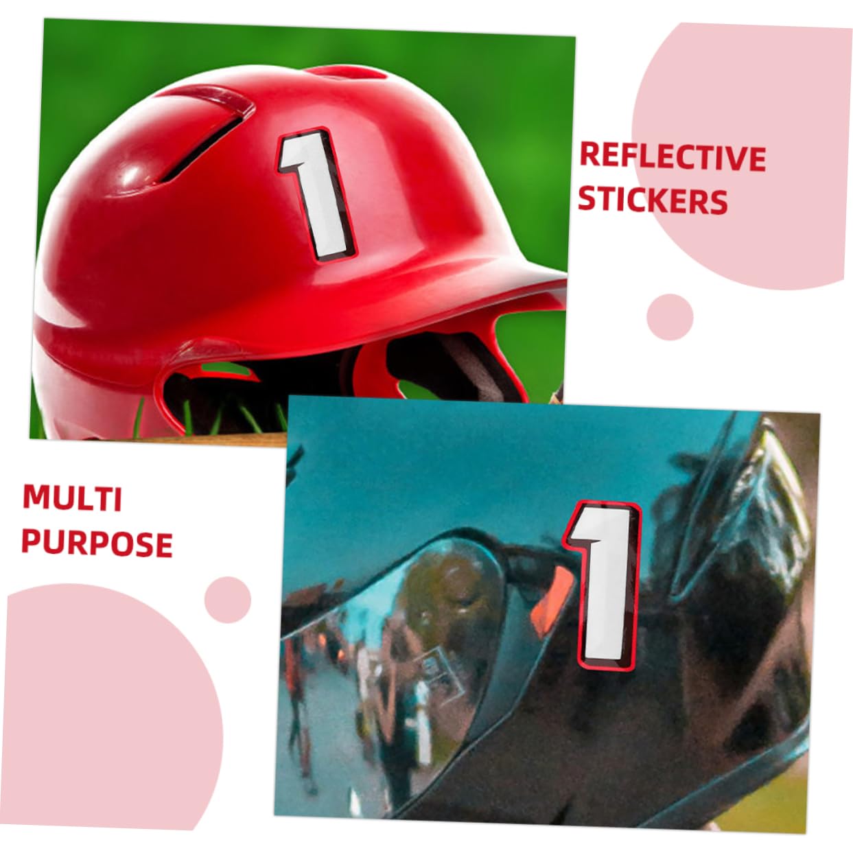 WOONEKY Reflective Bike Helmet Stickers - 2-Pack for Safety & Night Cycling