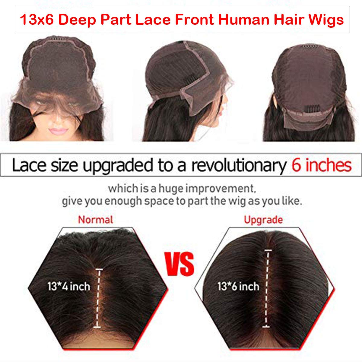 Dreambeauty 300% Density 13x6 Transparent Lace Front Human Hair Wigs - Water Wave Brazilian Remy Hair 6 Inch Deep Part Lace Wig with Baby Hair for Women (18 Inch) - Perfect for Daily Wear, Parties & Special Occasions