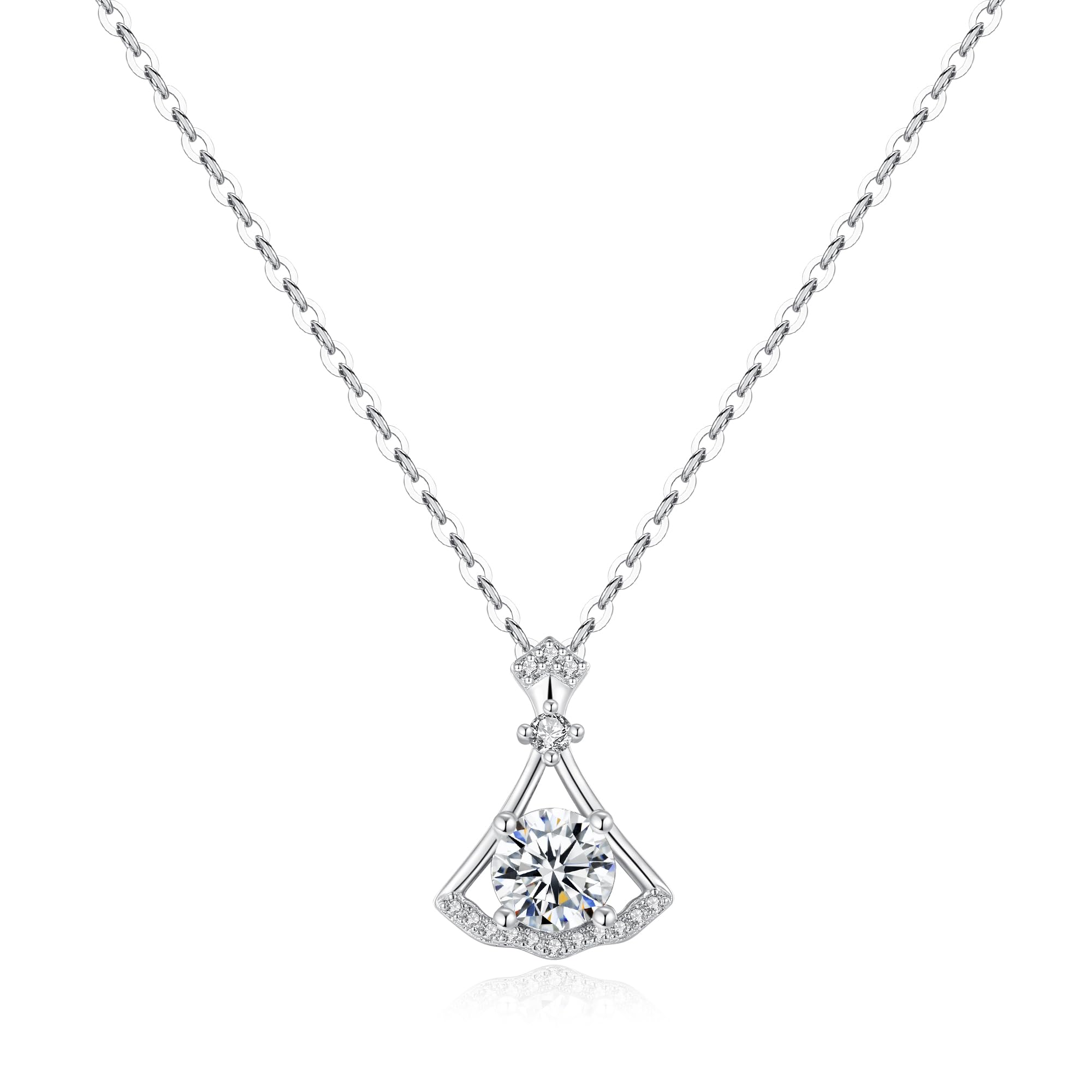 1.12CTTW D Color VVS1 Moissanite Pendant Necklace for Women - Sterling Silver Plated 18K White Gold Jewelry - Elegant Birthday & Christmas Gifts for Wife, Mother, Girlfriend - Perfect for Weddings, Anniversaries & Special Occasions
