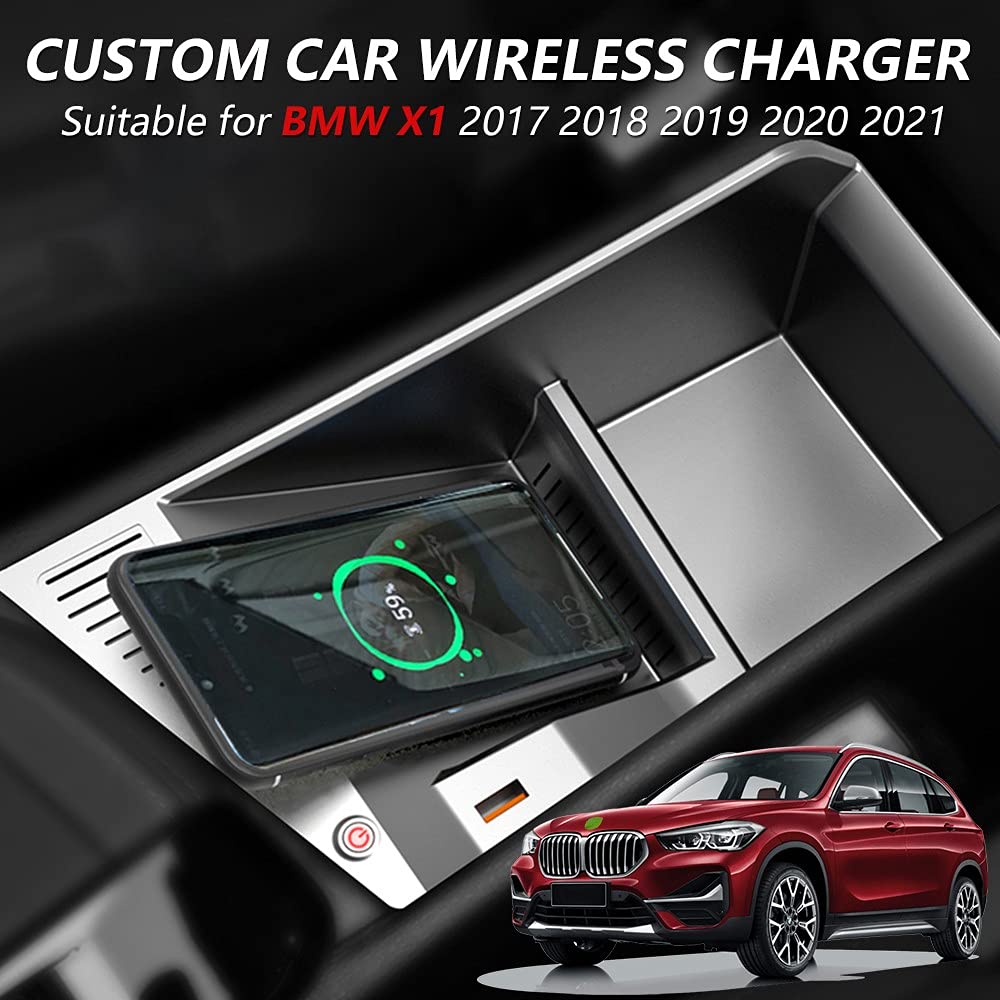 15W Qi Fast Charger for BMW X1 2017-2021 | Wireless Car Charging Pad for iPhone 12/11 | Center Console Accessory