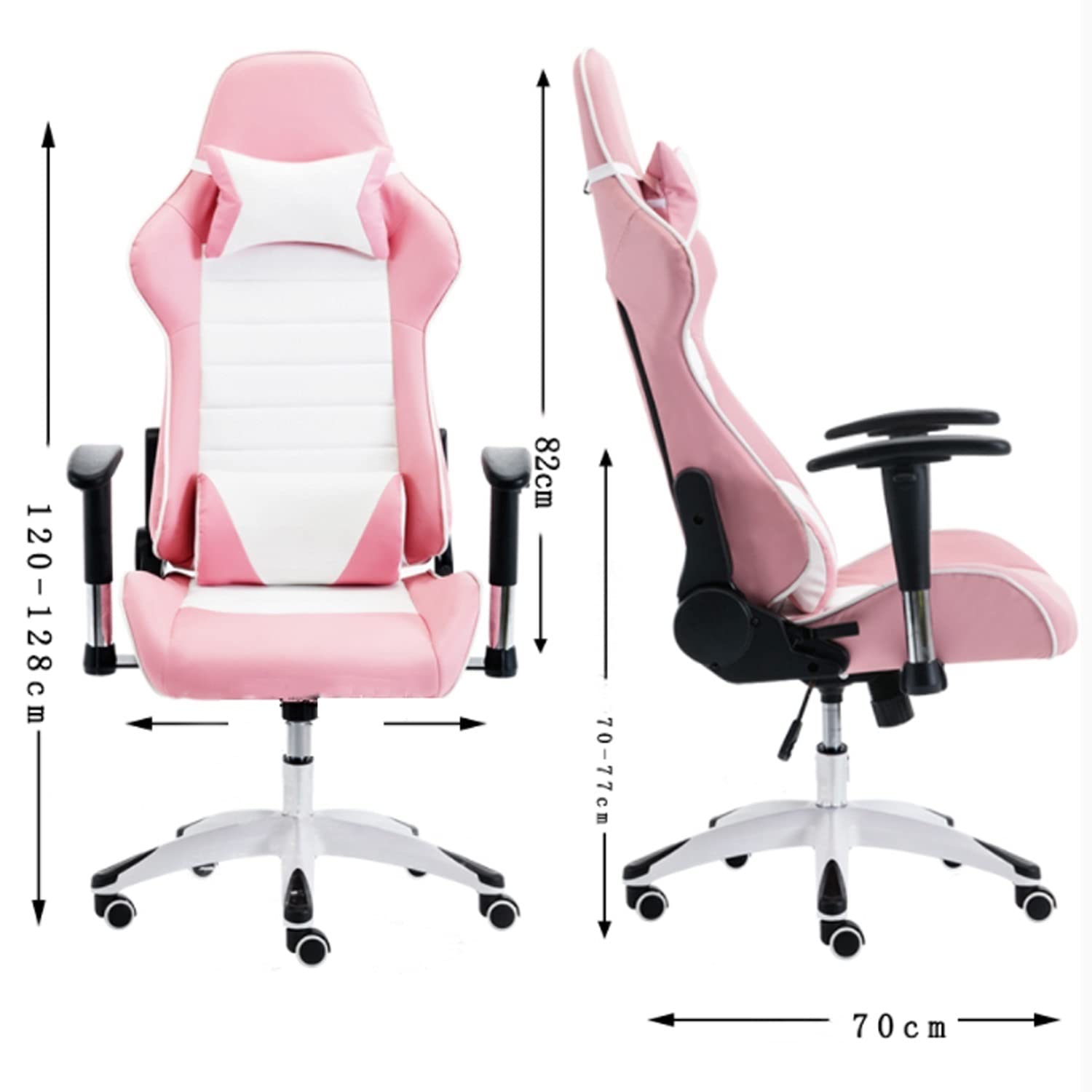 Premium Ergonomic Gaming Chair - Red Leather Executive Office Chair with 360° Swivel for PC & Computer Desk - Comfortable Rotating Stool for Gaming, Work & Home Office Use