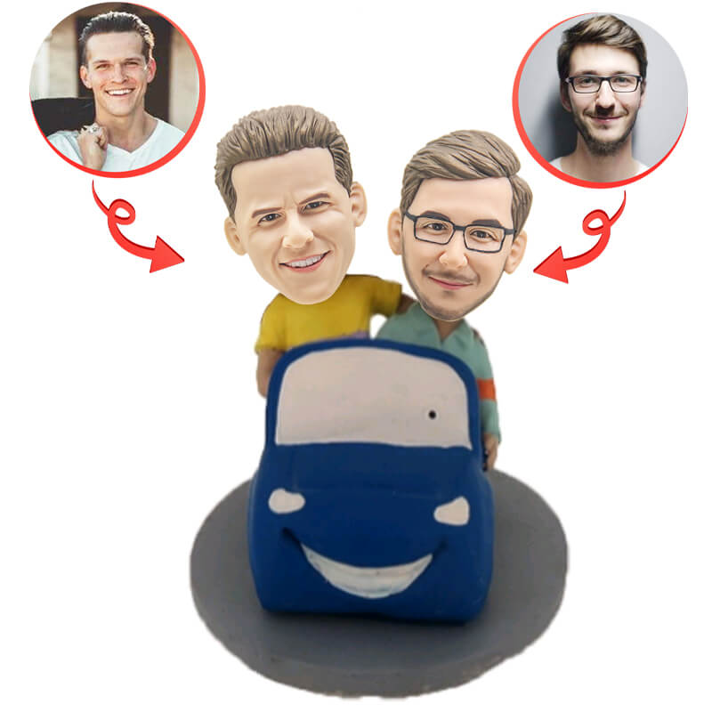 Custom Couple Car Bobblehead - Personalized Car Dashboard Decoration for Anniversaries, Weddings & Gifts | Fun Car Accessory for Couples, Valentine's Day & Road Trips