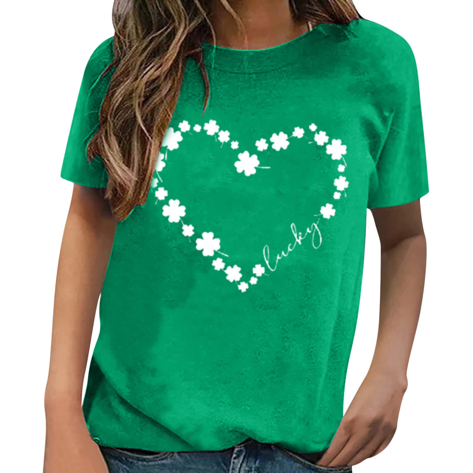 Women's Short Sleeve Cotton Blend T-Shirt - Cute Love Print Casual Summer Top for Spring & Everyday Wear | Perfect for Dating, Shopping & Weekend Outfits