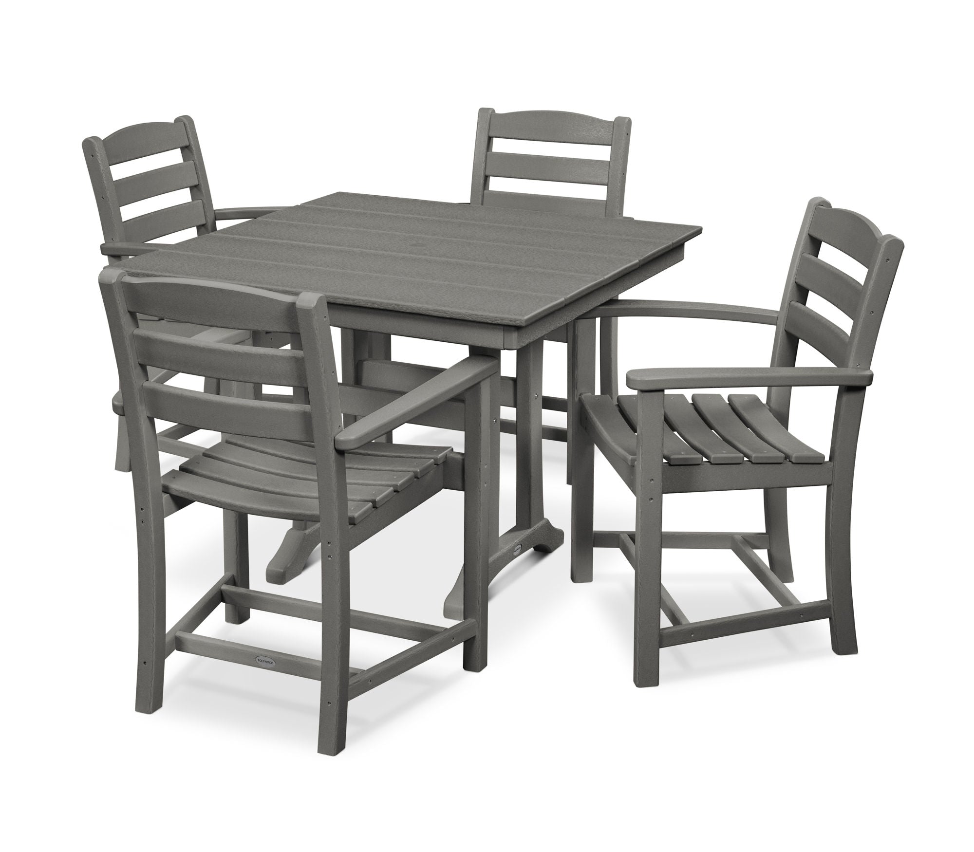POLYWOOD La Casa Café 5-Piece Farmhouse Dining Set with Trestle Arm Chairs - Outdoor/Indoor Patio Furniture for Backyard, Garden & Kitchen Use