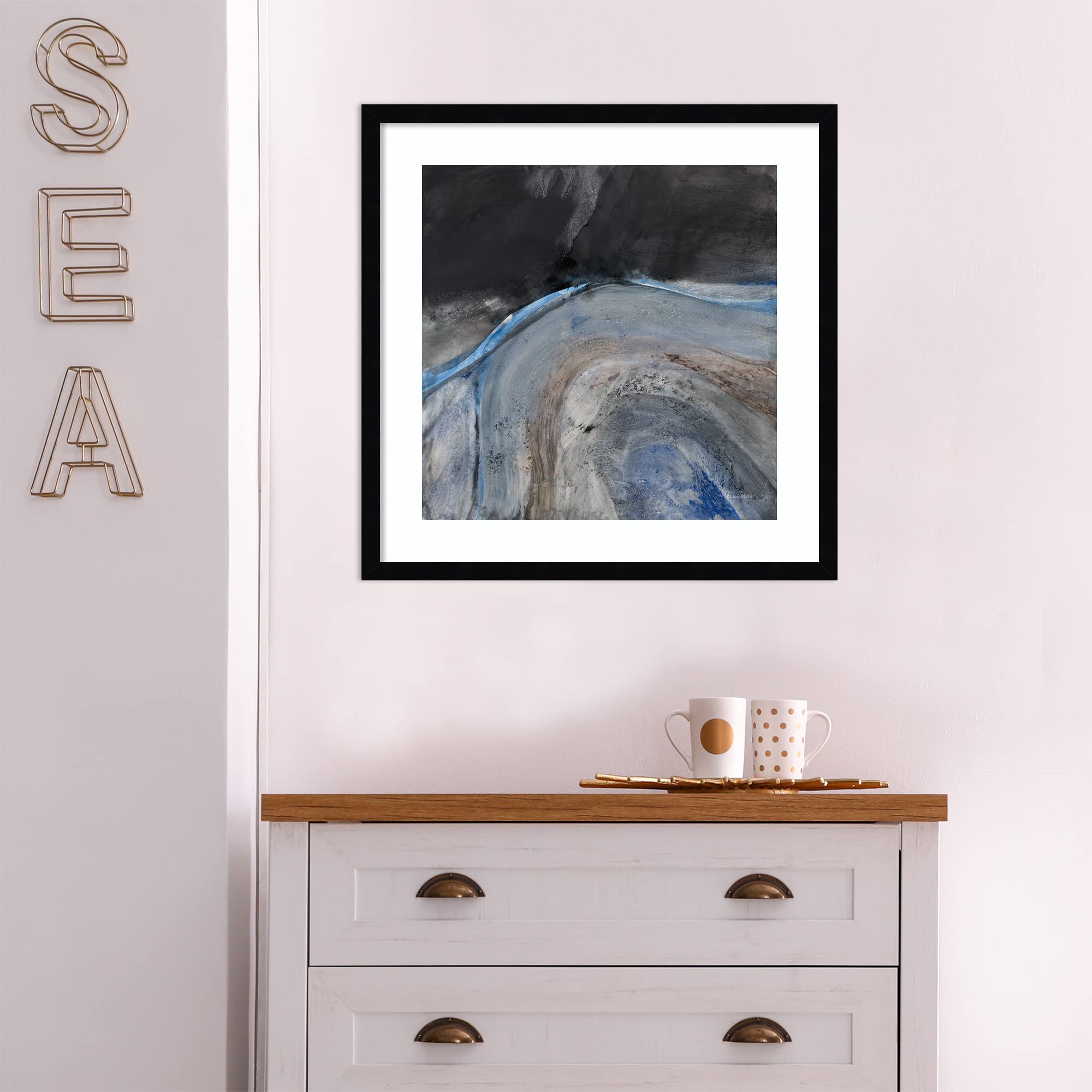 Amanti Art Framed Abstract Wall Art Print - 21x21 Flow III by Albena Hristova, Modern Contemporary Poster Painting for Living Room, Bedroom, Office Decor | Perfect for Home, Office & Gift Giving