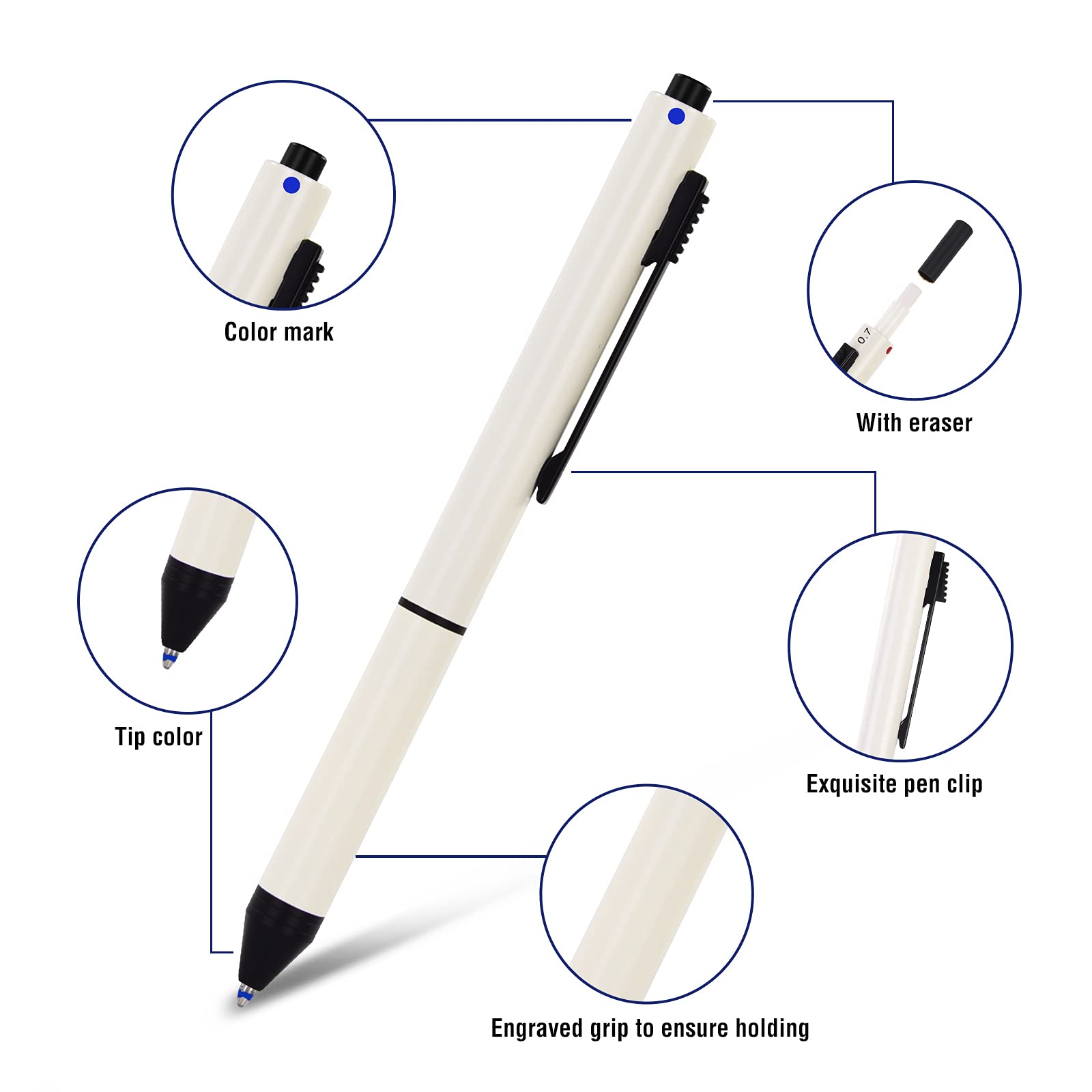 Custom 4-in-1 Ballpoint Pen with Stylus - Personalized Multicolor Gift for Office & School (White)