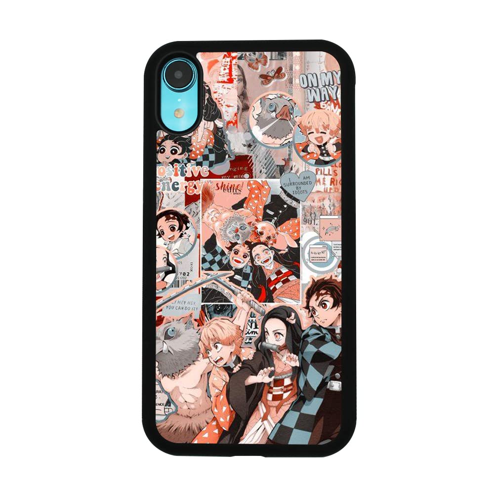 Demon Slayer Anime Phone Case - Tanjiro Nezuko Zenitsu Inosuke TPU Silicone Gel Bumper Cover for iPhone 12/12 Pro - Shockproof Full Protection Case for Daily Use & Cosplay Fans