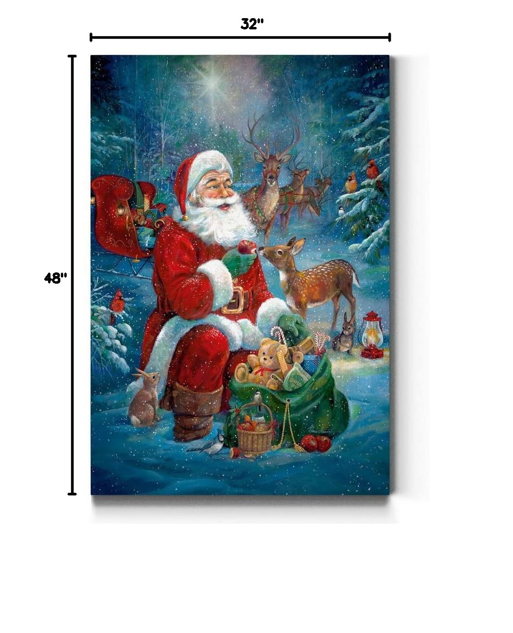 Santa's Pit Stop Wall Art - Premium Gallery Wrapped Canvas Decor with Red Cardinal & Reindeer | Festive Christmas & Winter Home Decorations | Ready to Hang 32x48 Inches | Made in USA | Perfect for Living Room, Bedroom or Holiday Office Decor
