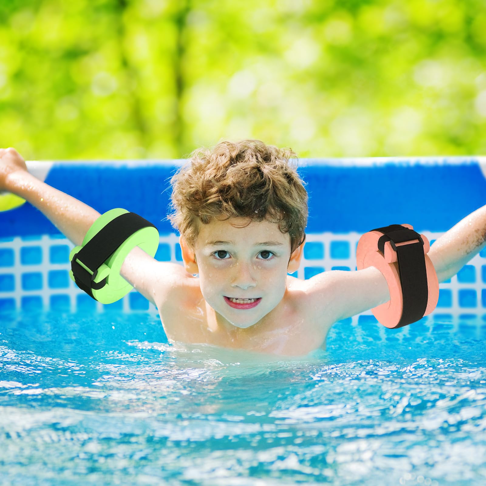 Premium Foam Swim Cuffs Set of 2 - Water Aerobics Float Rings for Swimming & Fitness Training - Adjustable Ankle & Arm Bands for Pool Exercises, Aqua Therapy & Water Workouts (Green) - Ideal for Water Aerobics Classes, Swim Training & Rehabilitation Exercises